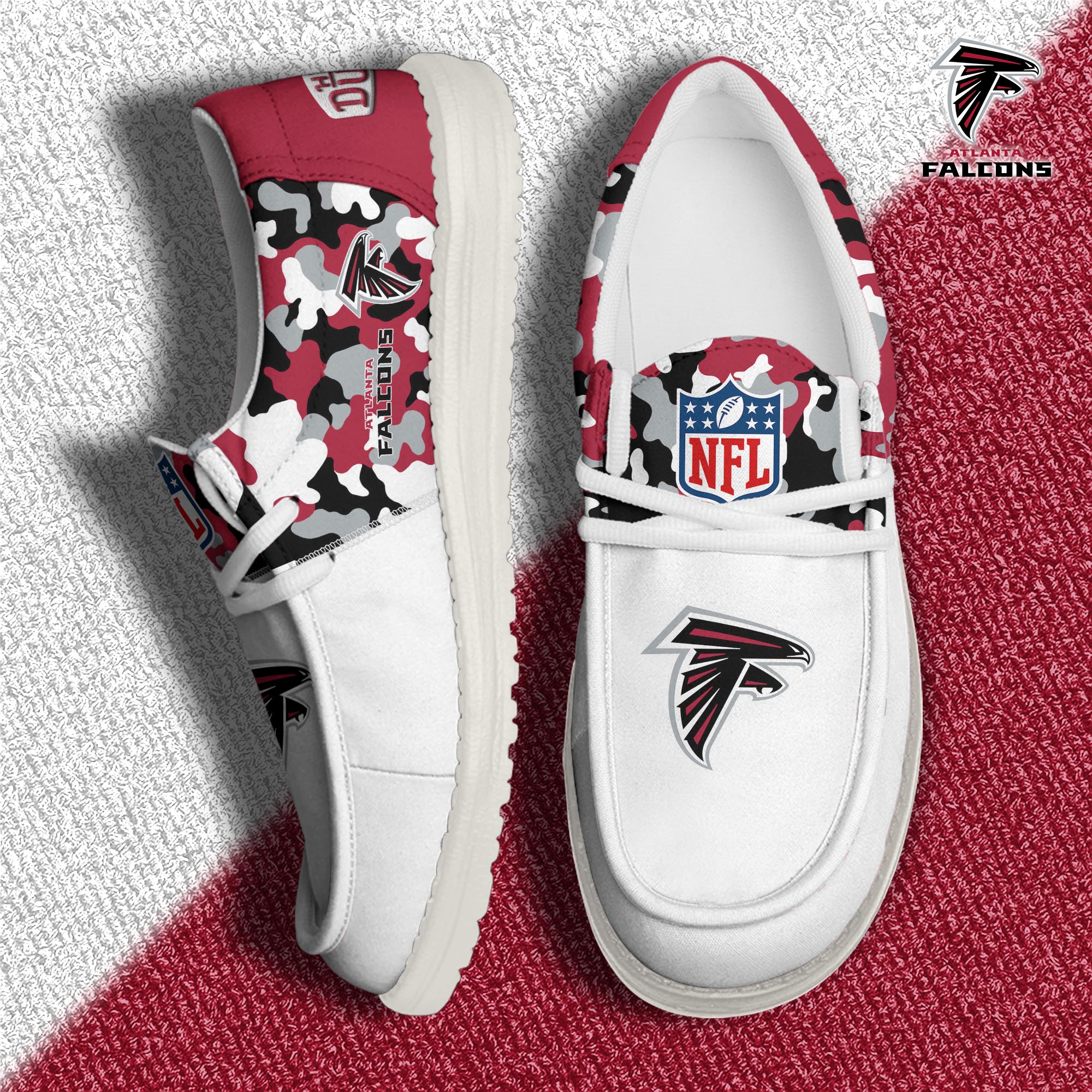 Atlanta Falcons Football Hey Dude Canvas Loafer Shoes Custom Your Name, Sport Shoes For Fan, Fan Gifts