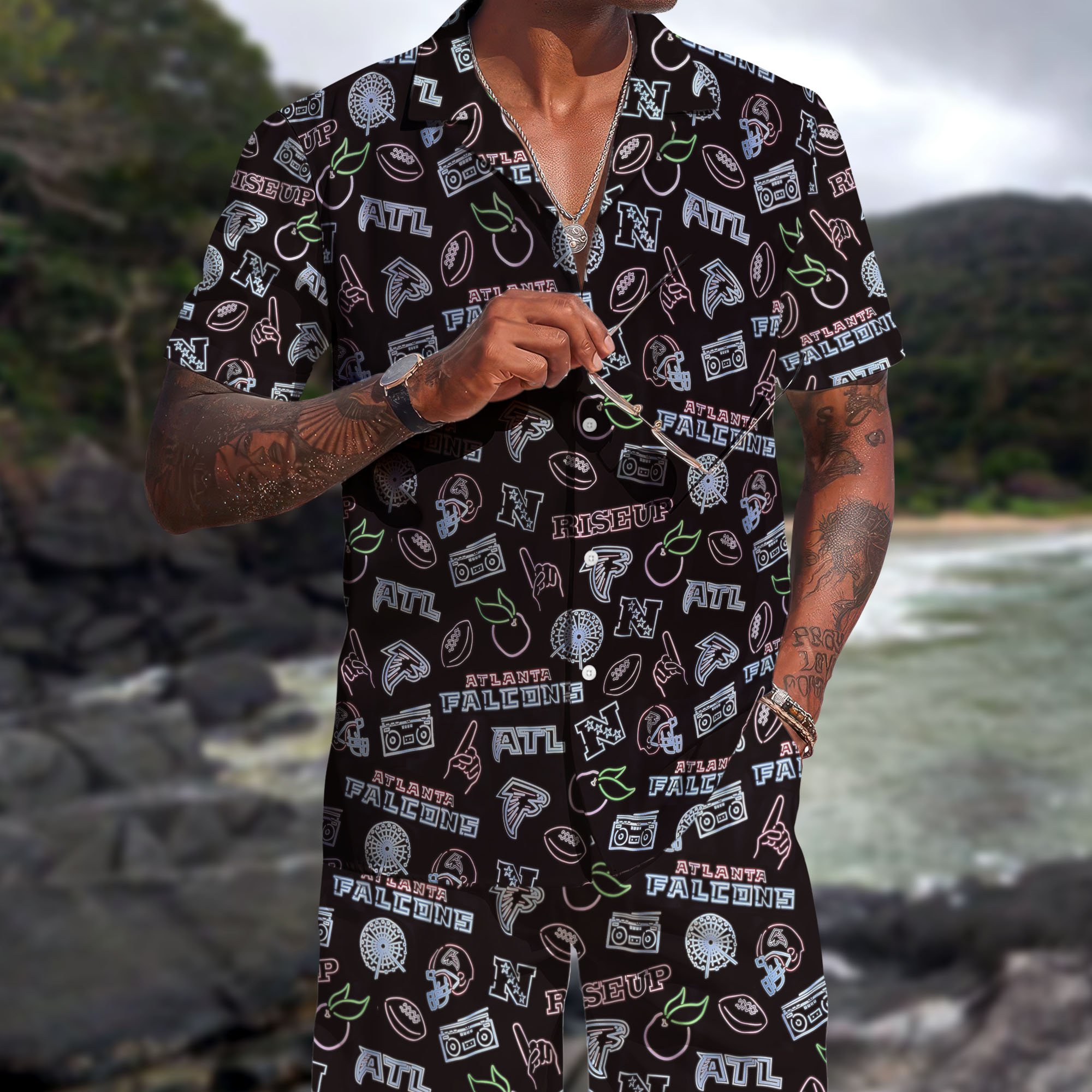 Atlanta Falcons Hawaiian Shorts Set 2025 Version, Hawaiian Shirts, Sports Shorts, Gifts For Fan