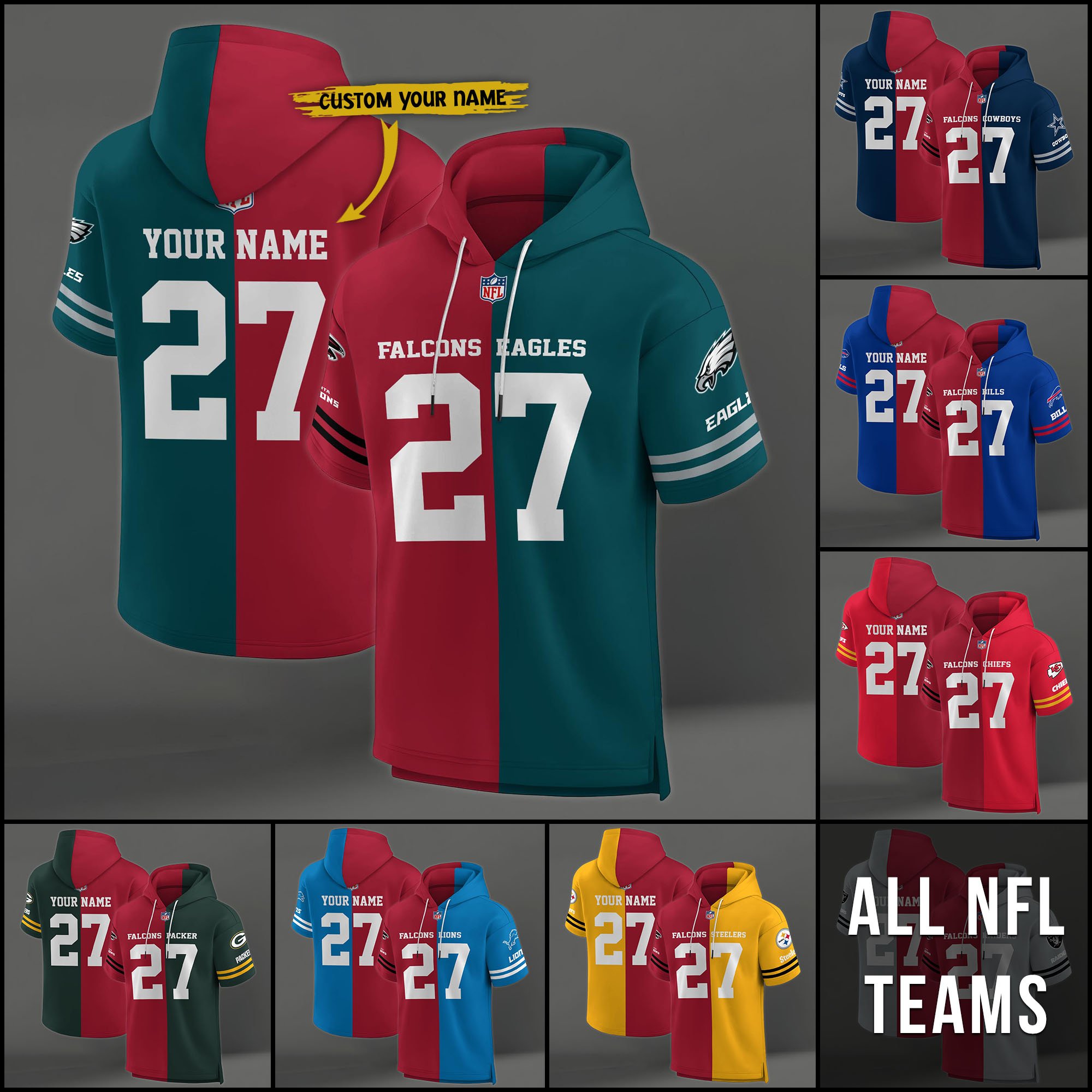 Atlanta Falcons House Divided Hoodie Custom Name, Number And Team, Hoodie For Football Fans