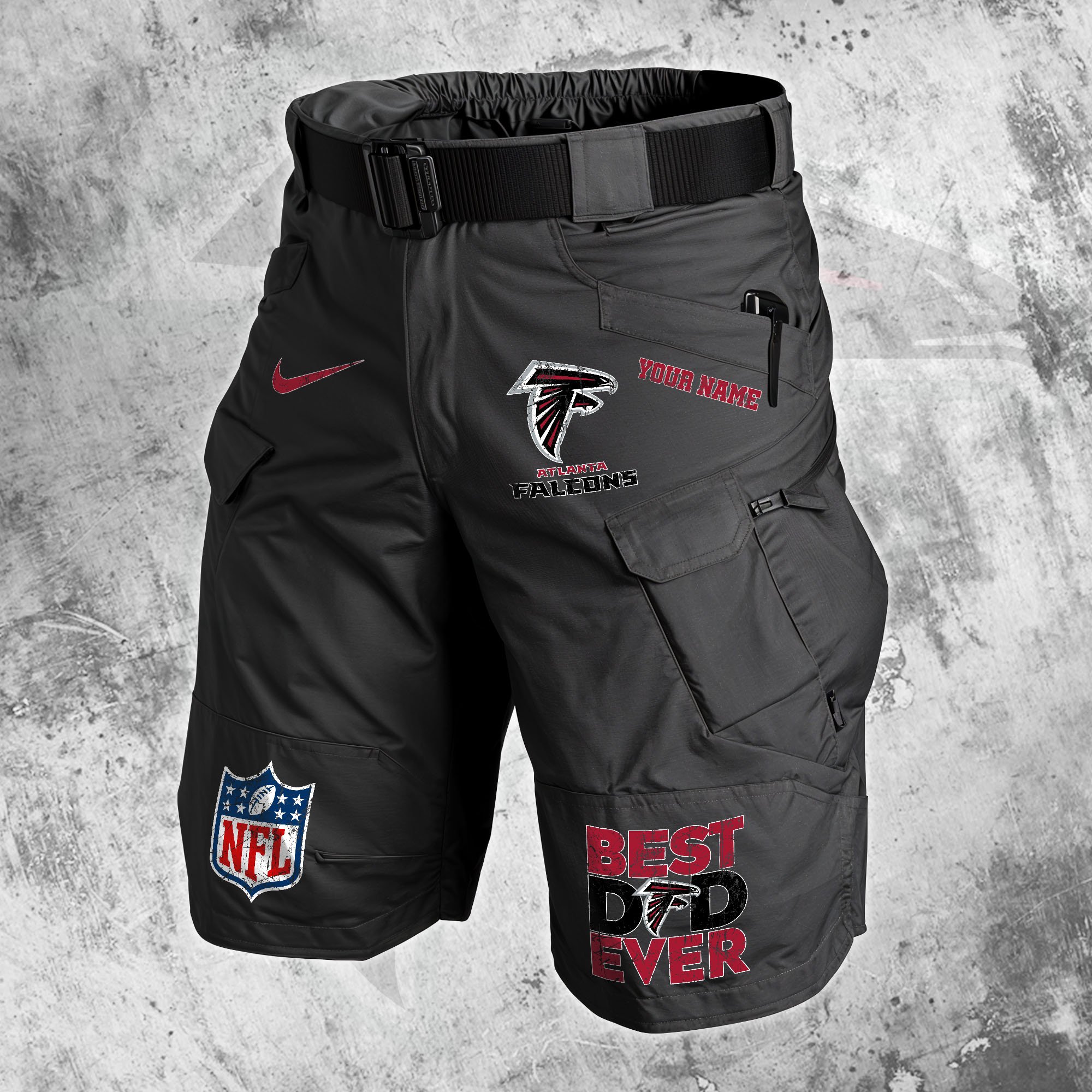 Atlanta Falcons Men Cargo Shorts Custom Your Name, Football Lovers Clothings, Fathers Day Gifts 