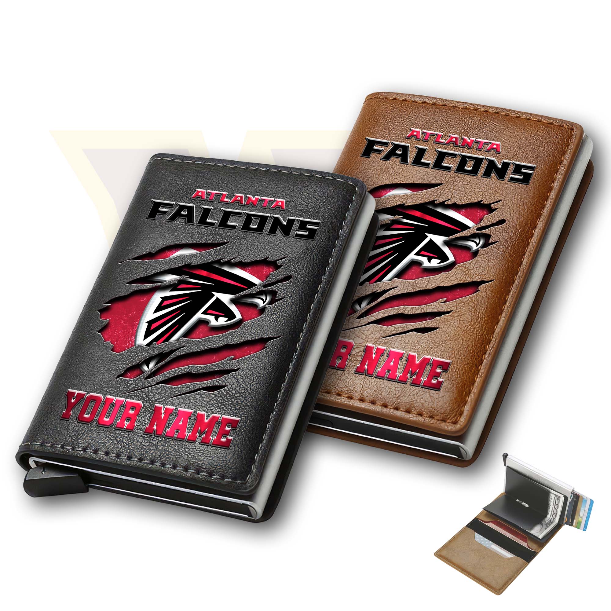 Atlanta Falcons Men Wallet Custom Your Name, Football Team Men Wallet For Fans, Gifts For Football Lovers