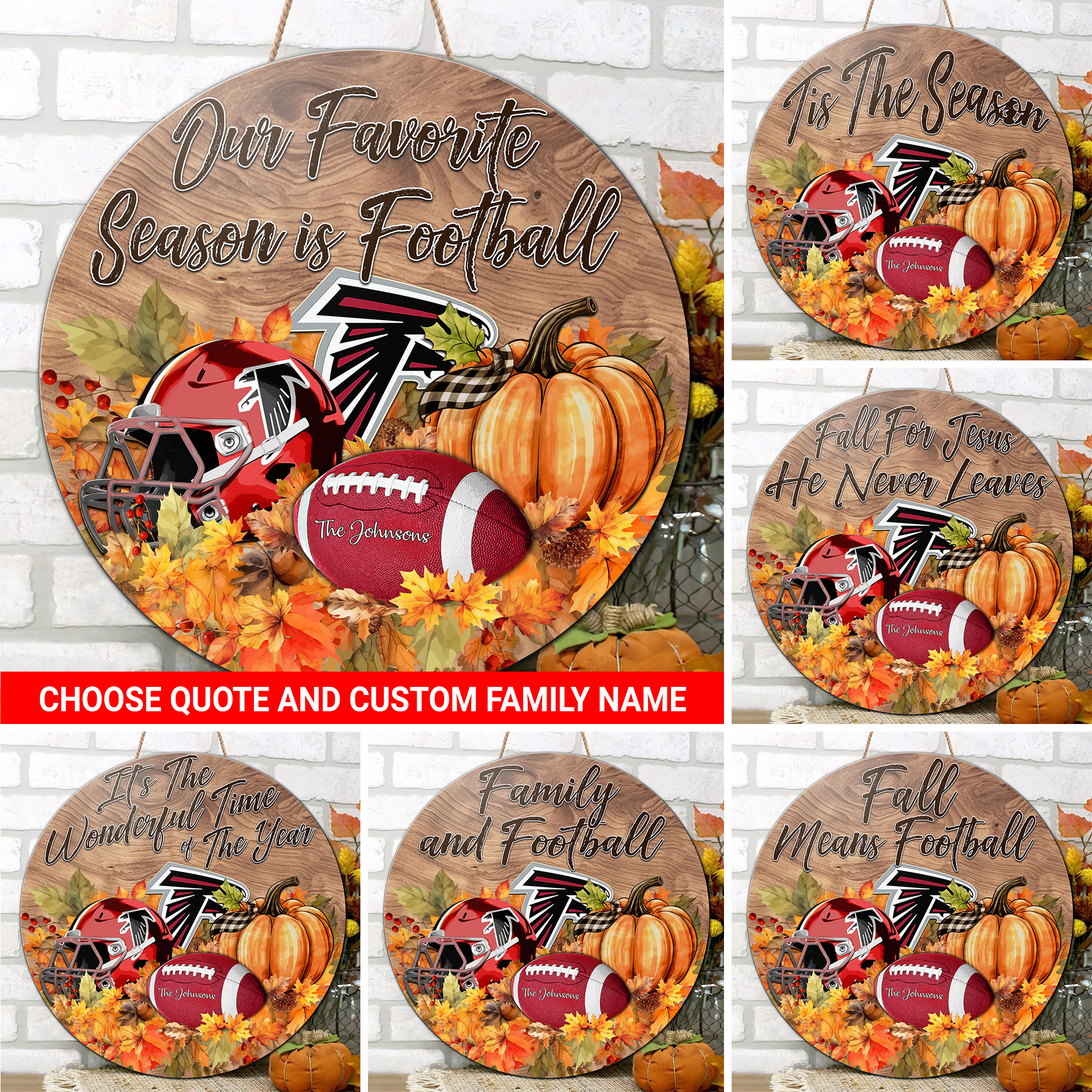 Atlanta Falcons Shape Wooden Sign Custom Your Family Name And Choose Your Quotes, Sport Sign