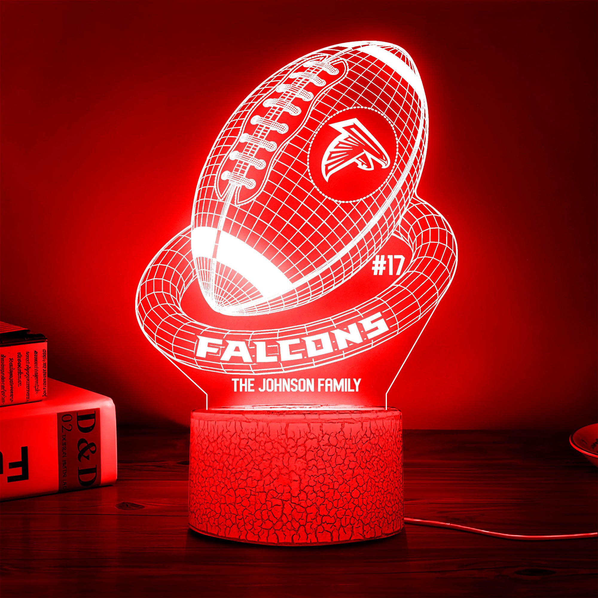 Atlanta Falcons Sport Team 3D Led Lamps Custom Family Name And Number, Sport Gifts, Sport Home Decor 