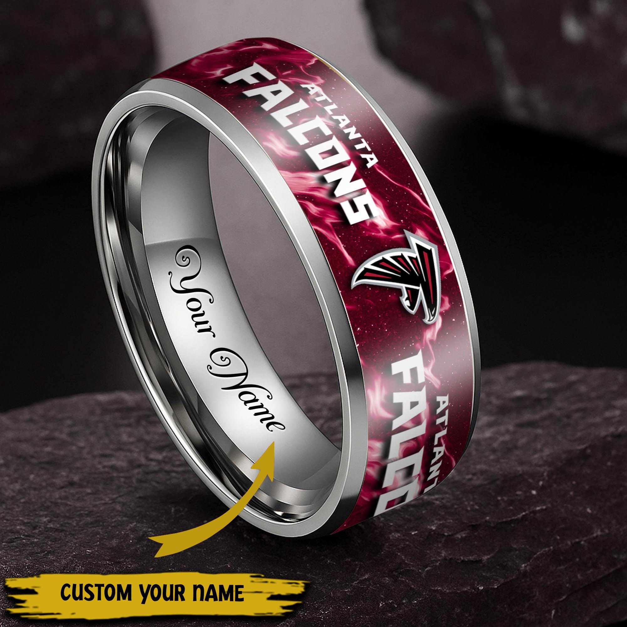 Atlanta Falcons Stainless Steel Rings Comes With Box 2025 Versions, Gifts For Fan