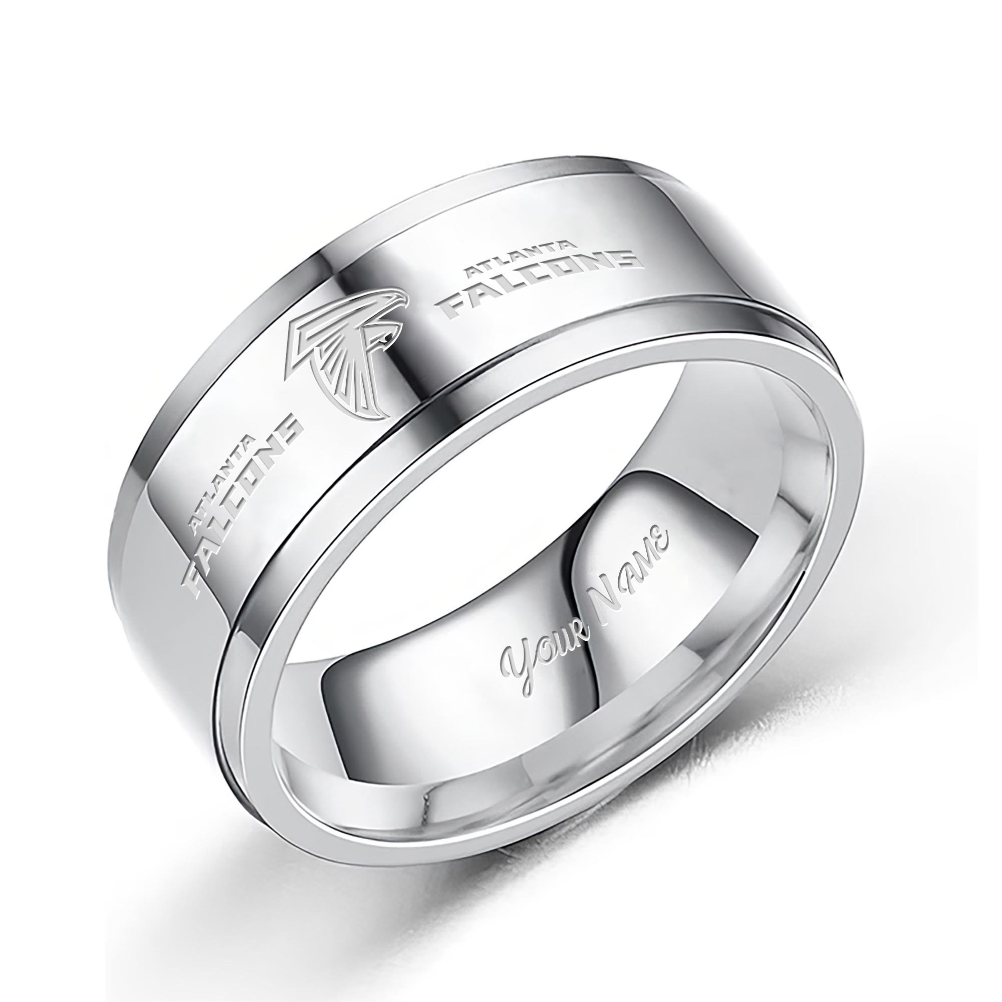 Atlanta Falcons Stainless Steel Rings Comes With Box Custom Your Name 2025 Versions, Gifts For Fan