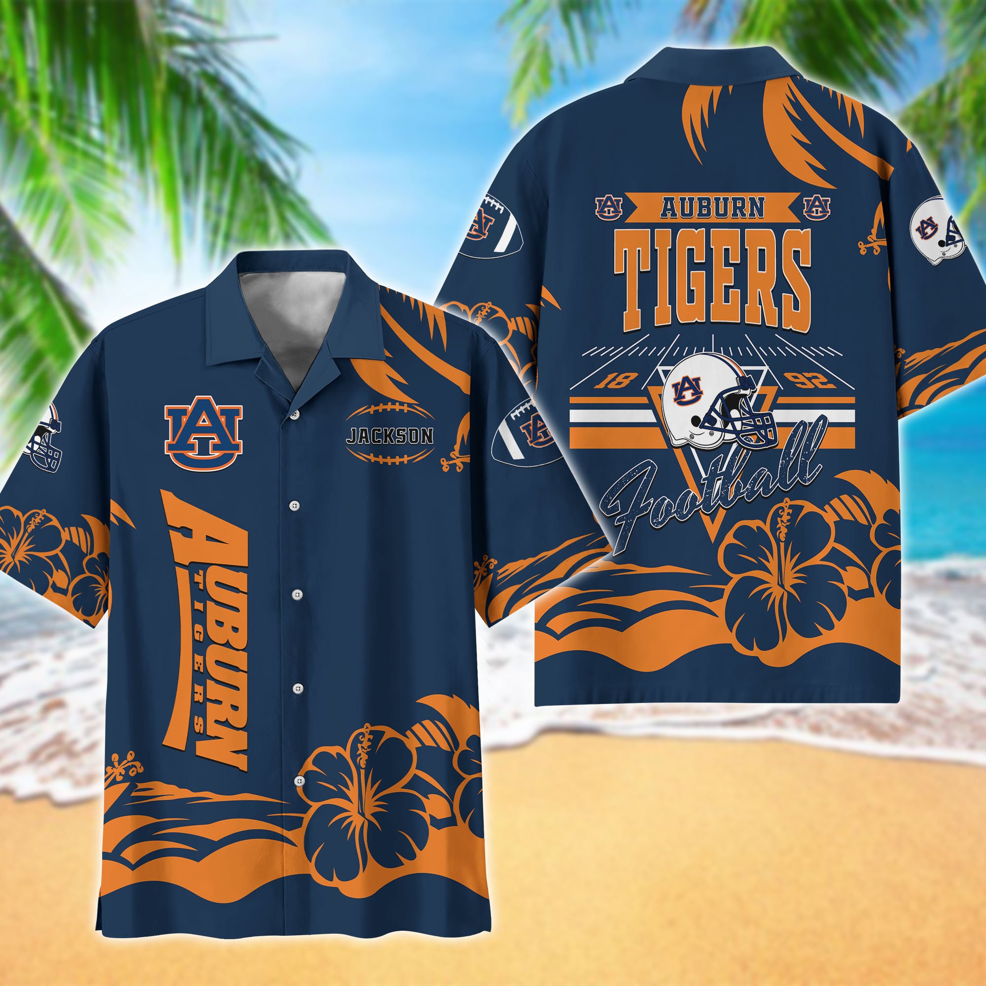 Auburn Tigers Hawaiian Shirt Personalized Your Name, Sports Gifts For Fans, Sport Team Hawaii Shirt, Sports Lover Gifts