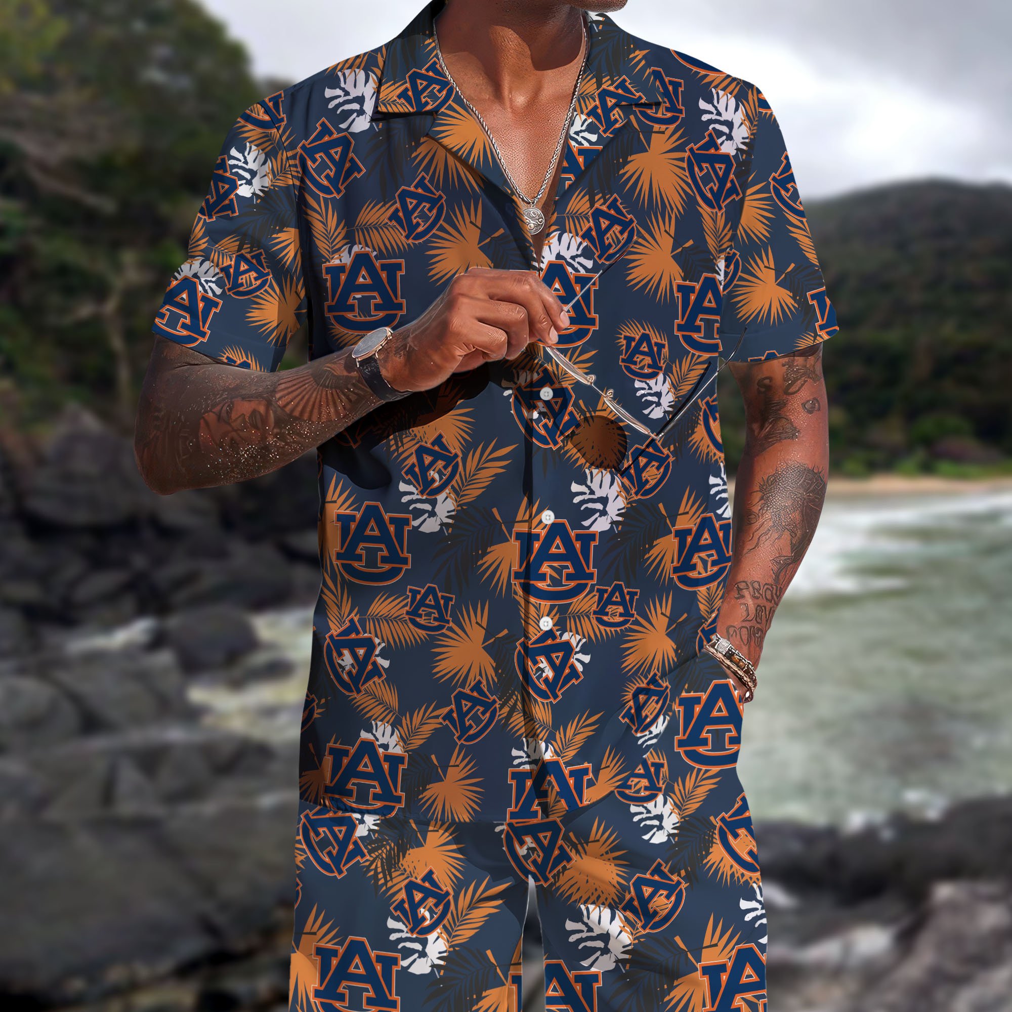 Auburn Tigers Hawaiian Shorts Set 2025 Version, Hawaiian Shirts, Sports Shorts, Gifts For Fan