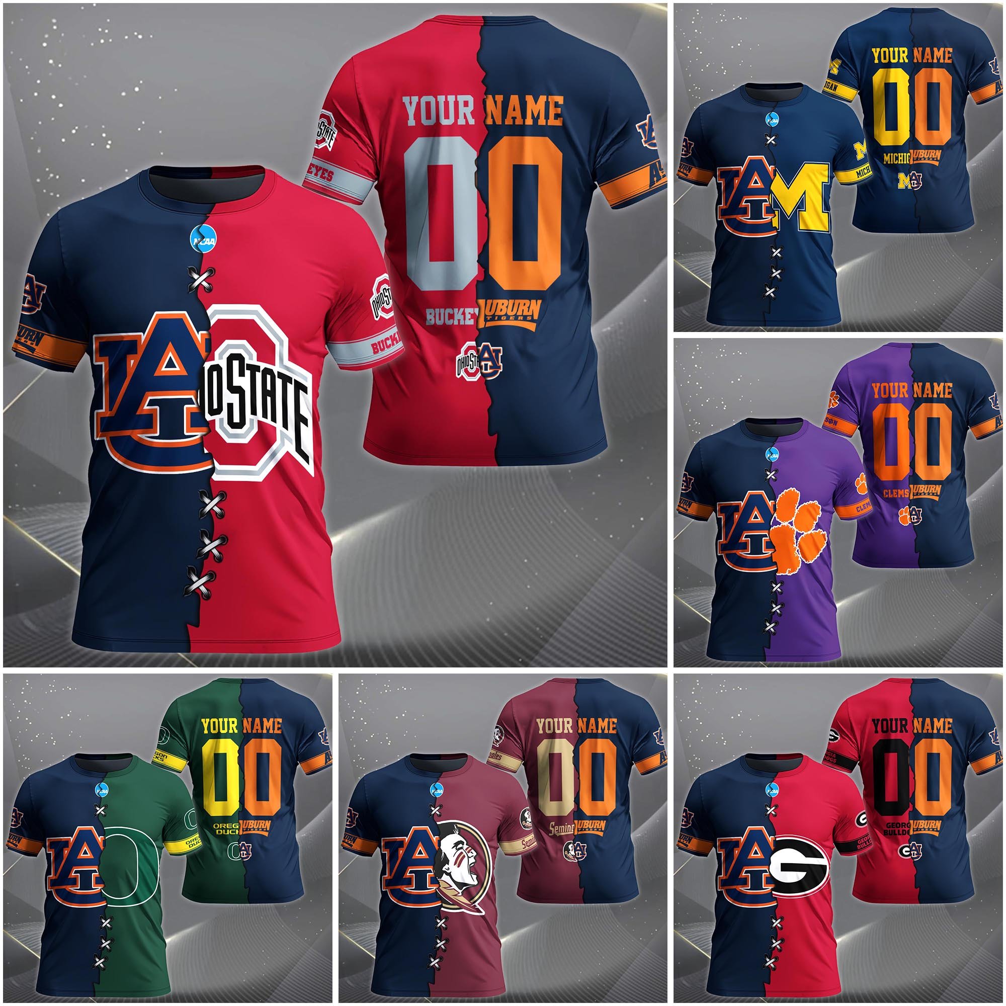 Auburn Tigers House Divided T-Shirt Custom Name 2025 Version, Year And Team, Sport Shirts For Fan