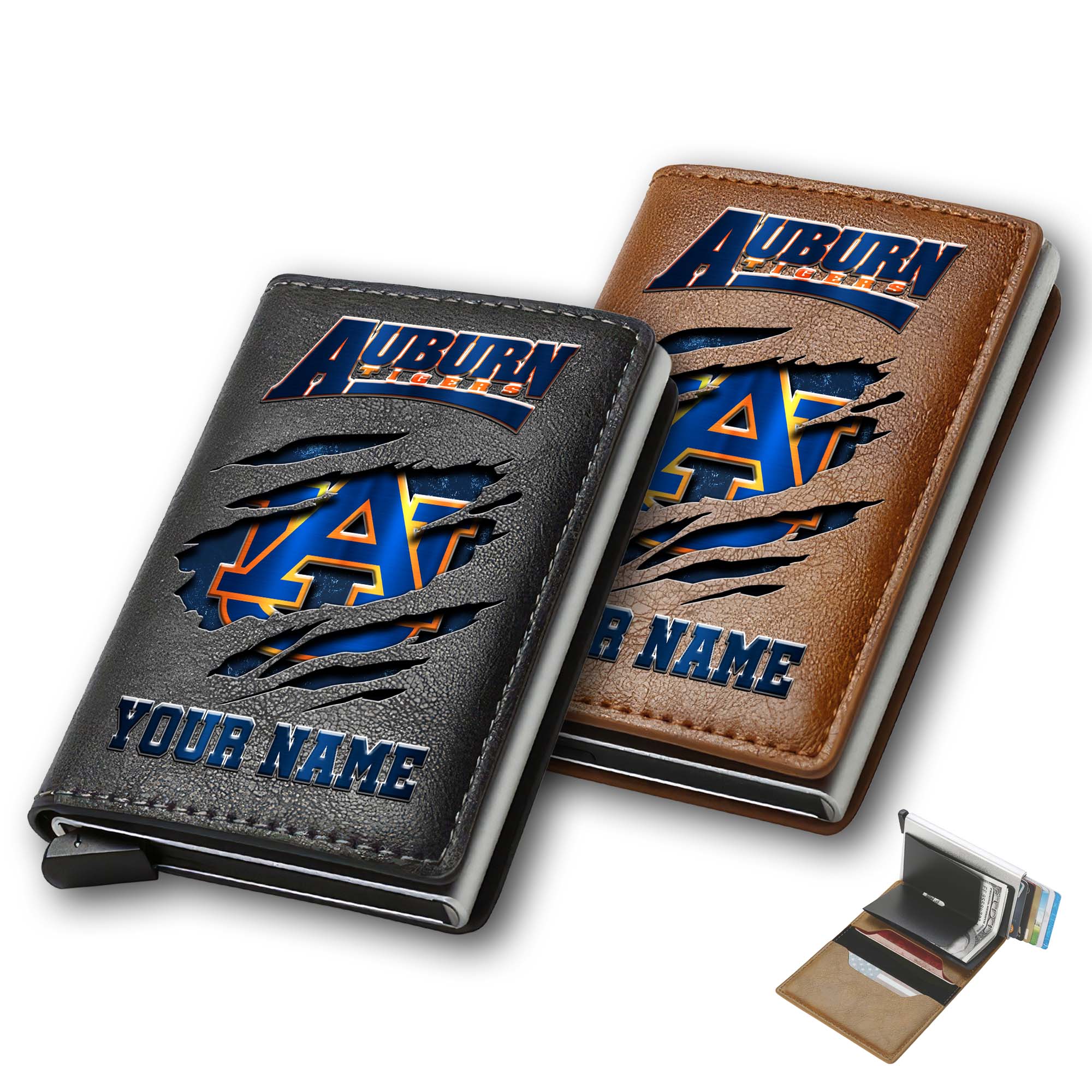 Auburn Tigers Men Wallet Custom Your Name, Football Team Men Wallet For Fans, Gifts For Football Lovers