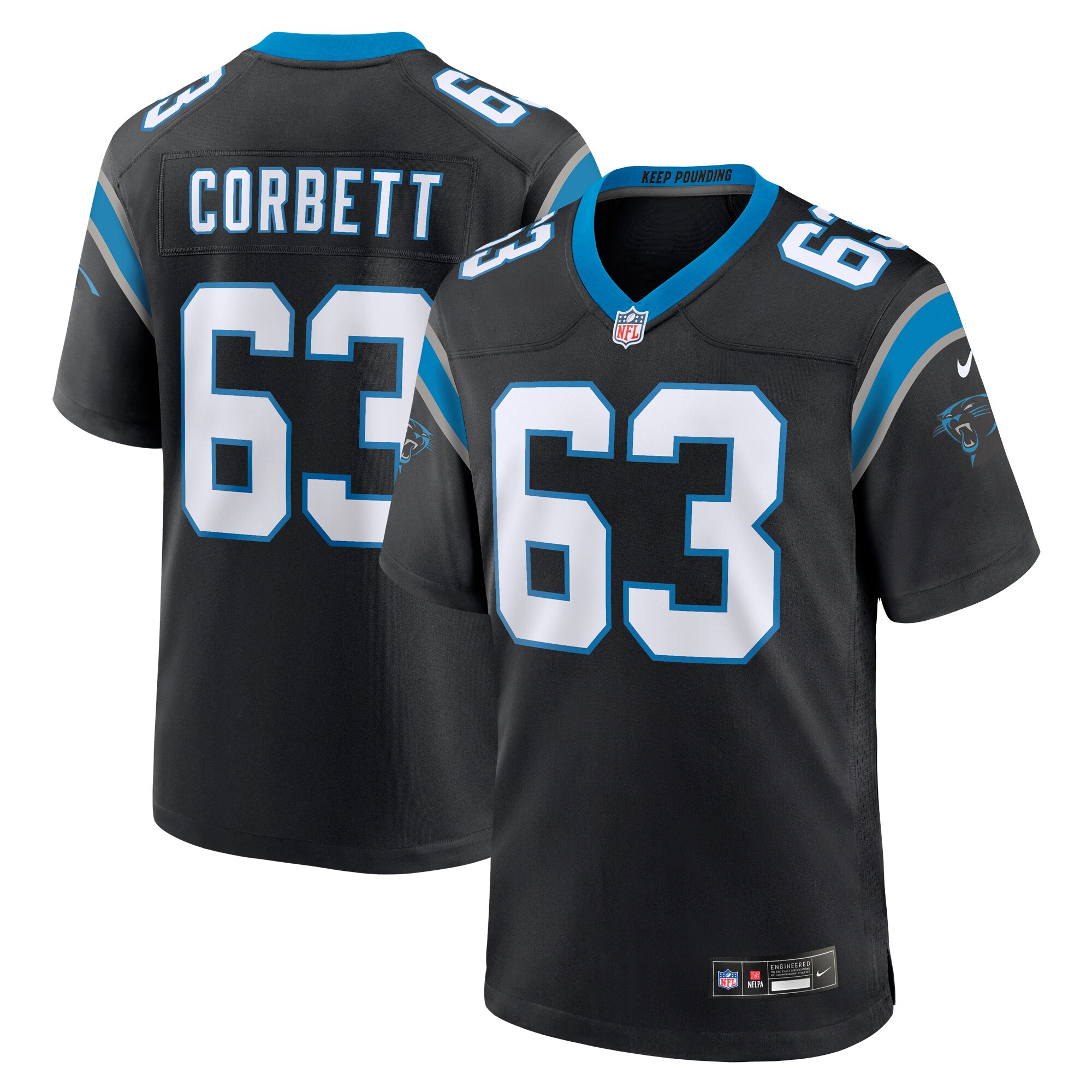 Austin Corbett Carolina Panthers Nike Team Game Jersey   Black