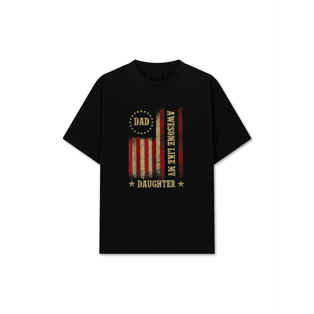 Awesome Like My Daughter Mens Funny Fathers Day Dad Usa Flag T-Shirt