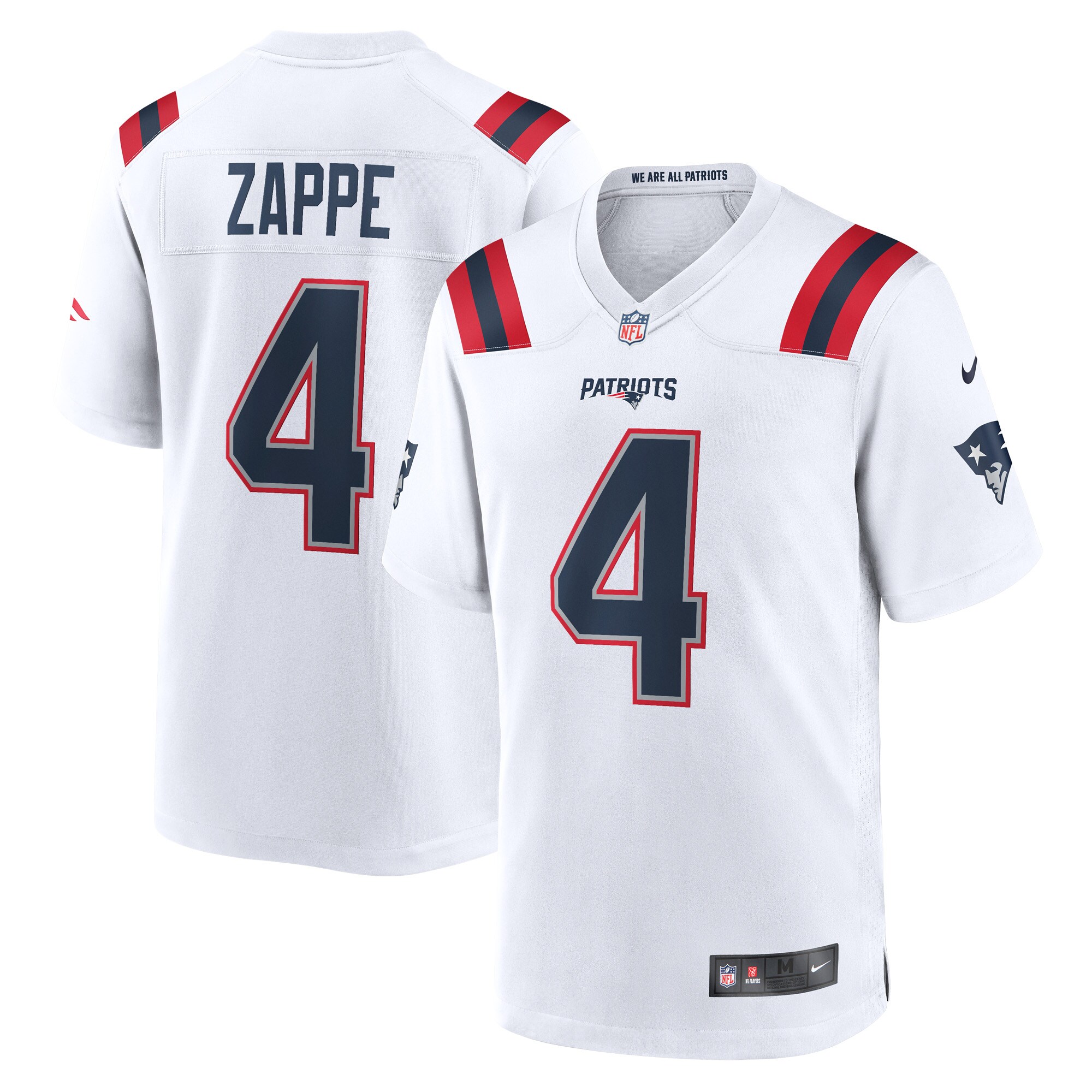 Bailey Zappe New England Patriots Nike Game Player Jersey   White