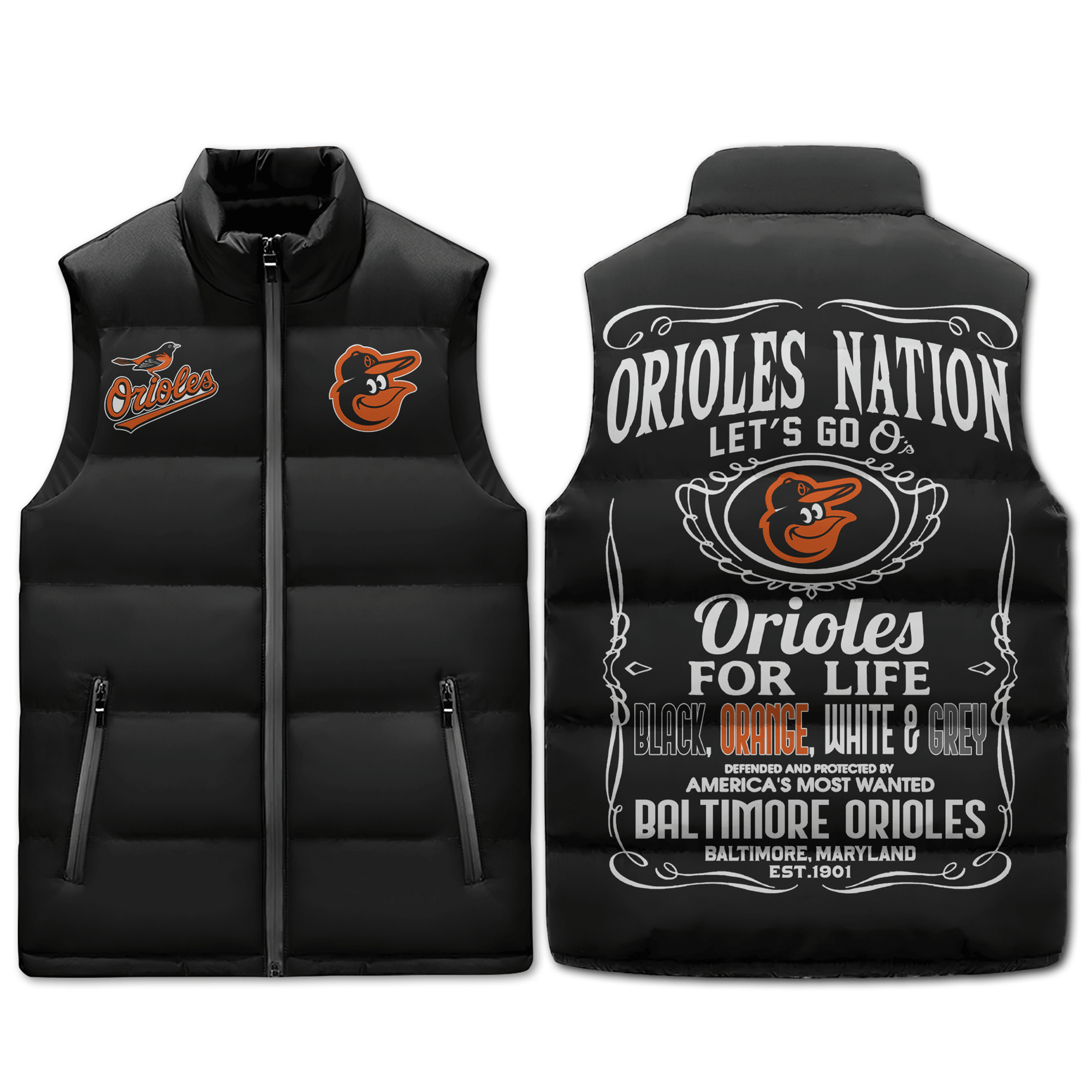 Baltimore Orioles MLB Sleeveless Puffer Jacket