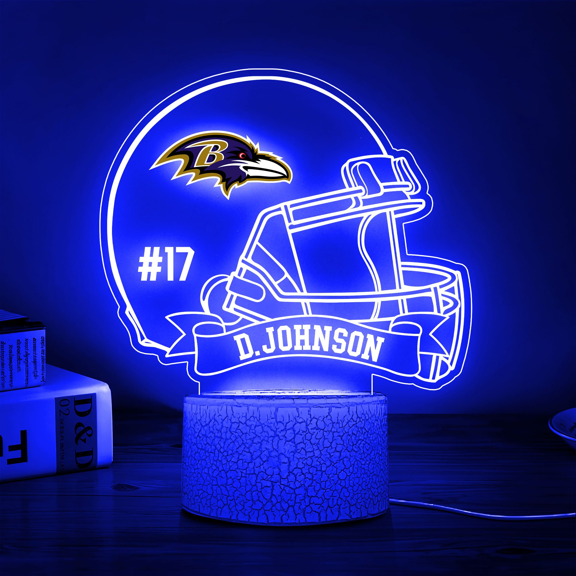 Baltimore Ravens 3D Led Lamp Custom Name And Number, Sport Lamp, Home Decor 
