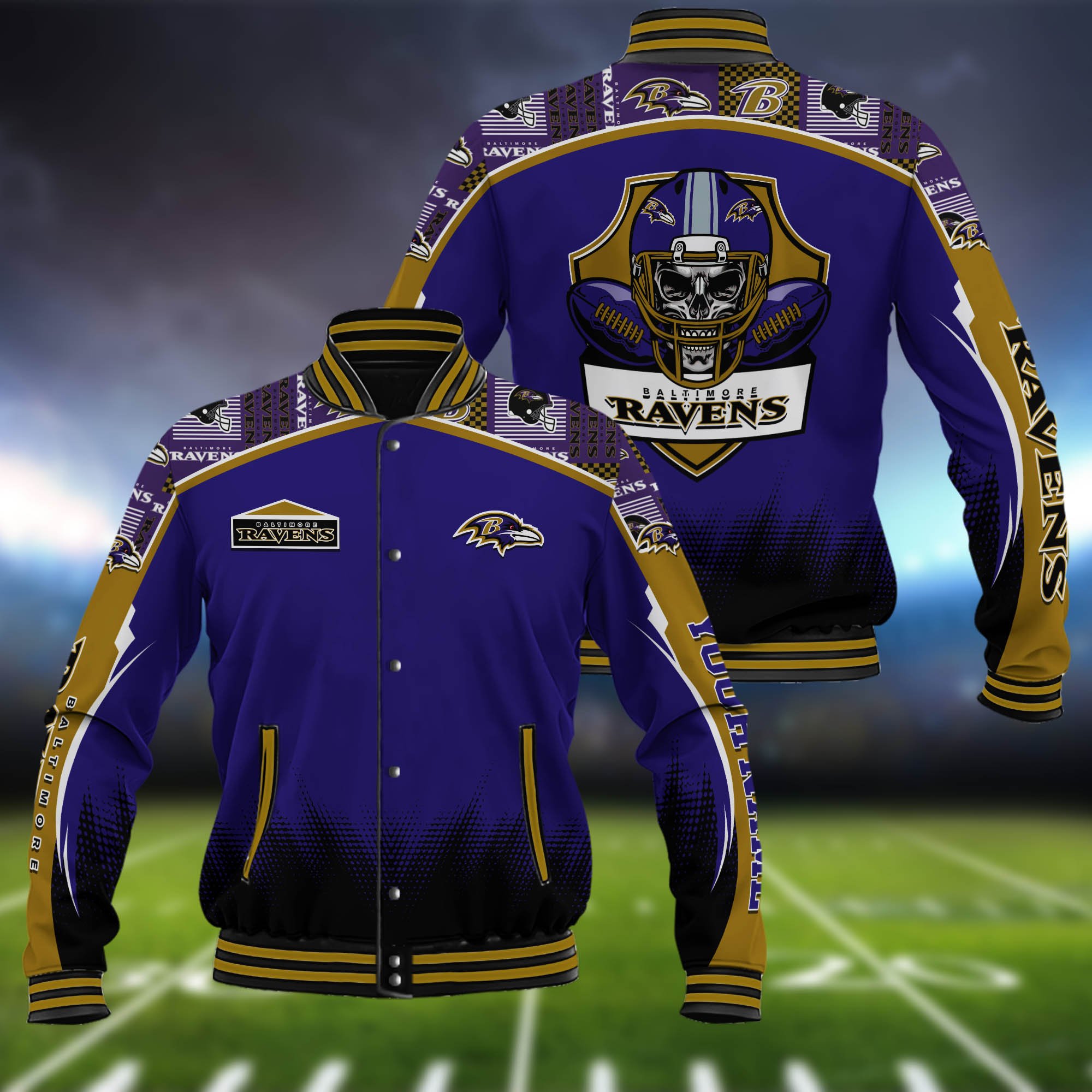 Baltimore Ravens Baseball Jacket Custom Name, Sport Team Jacket, Sport Gifts 