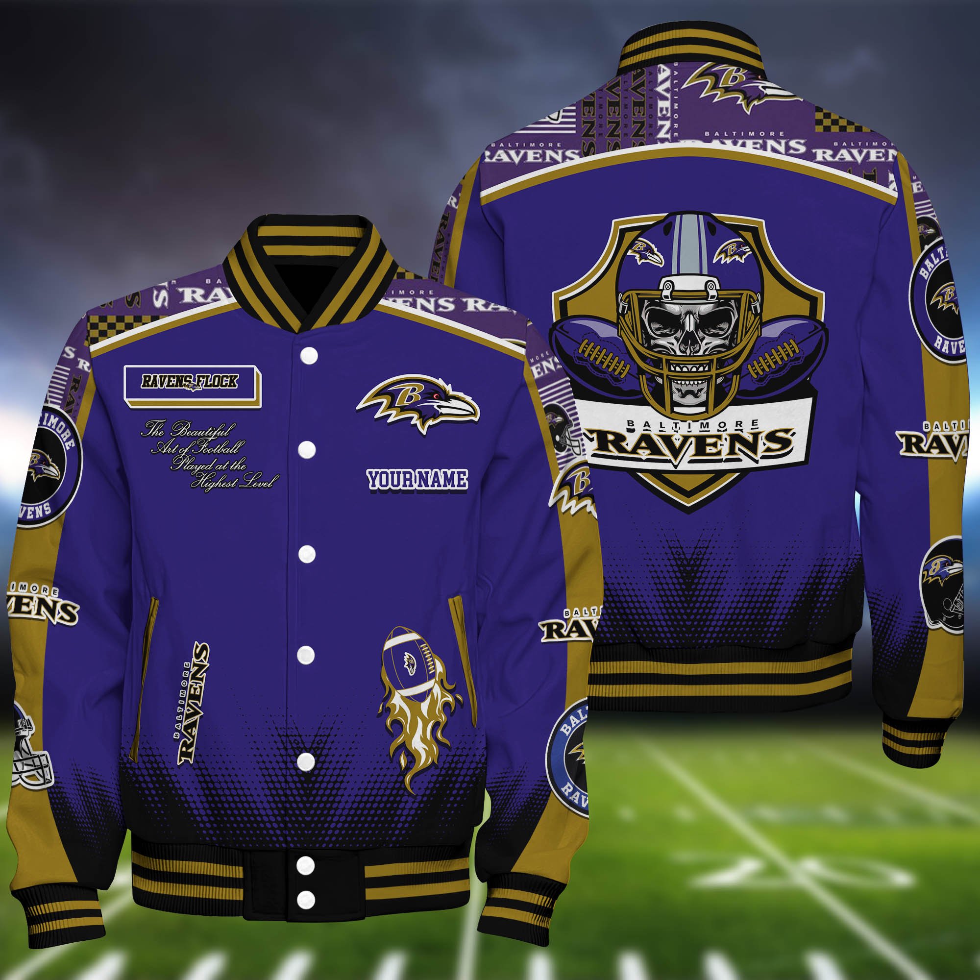 Baltimore Ravens Baseball Jacket Personalized Your Name, Jackets For Sport Fans 