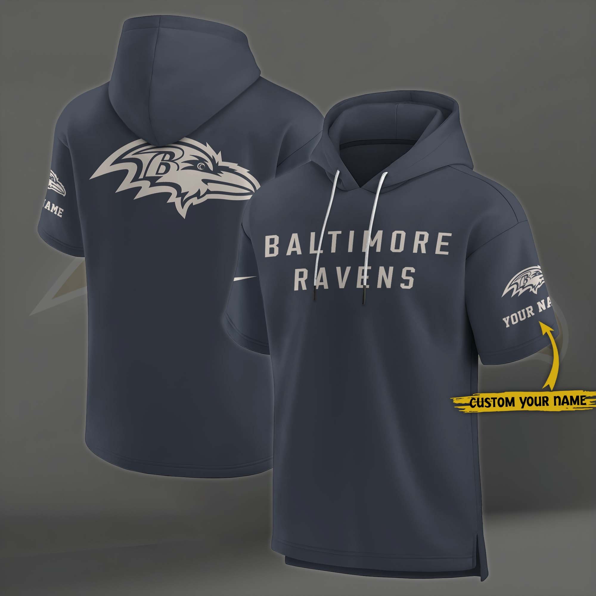 Baltimore Ravens Elements Future Ground Lettering Short Sleeve Pullover Hoodie Custom Name, Gifts For Football Lovers EHIVM 03051158
