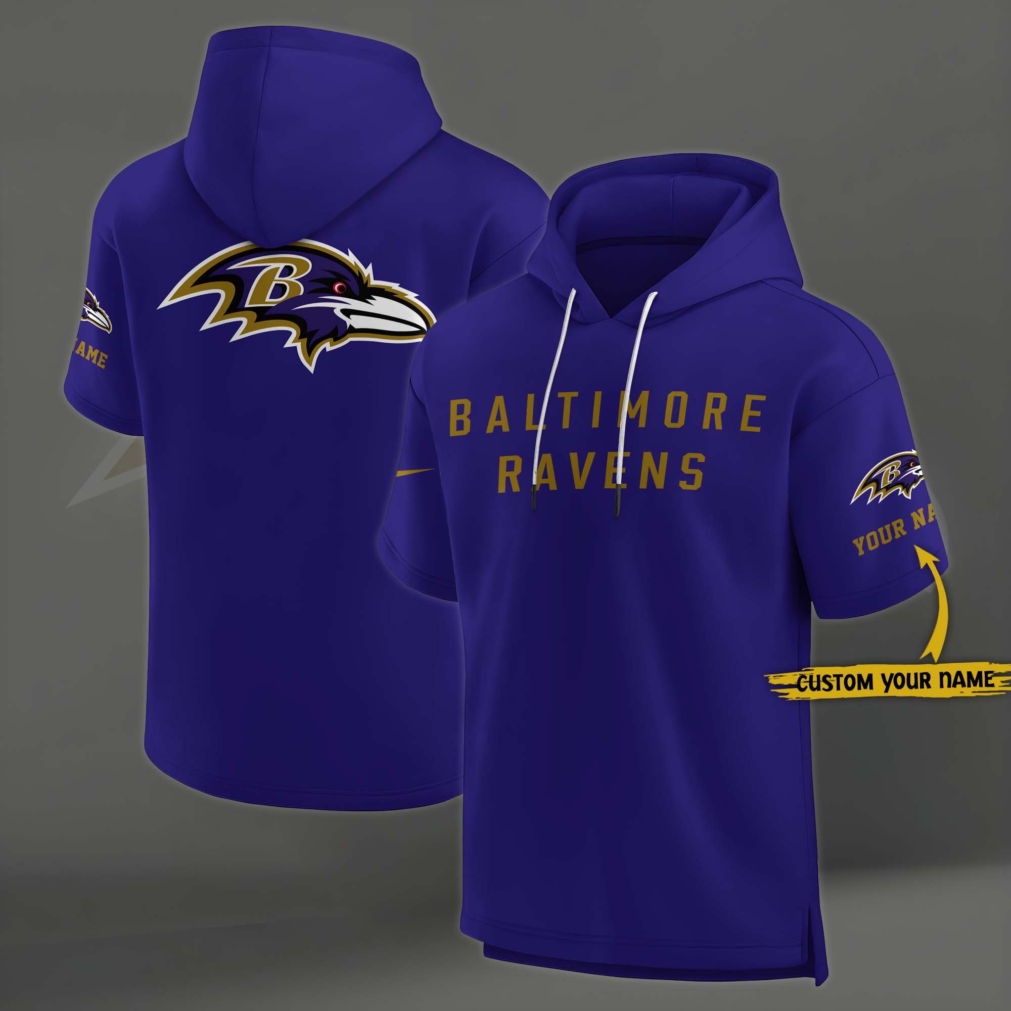 Baltimore Ravens Elements Future Ground Lettering Short Sleeve Pullover Hoodie Custom Name, Gifts For Football Lovers EHIVM 03121220