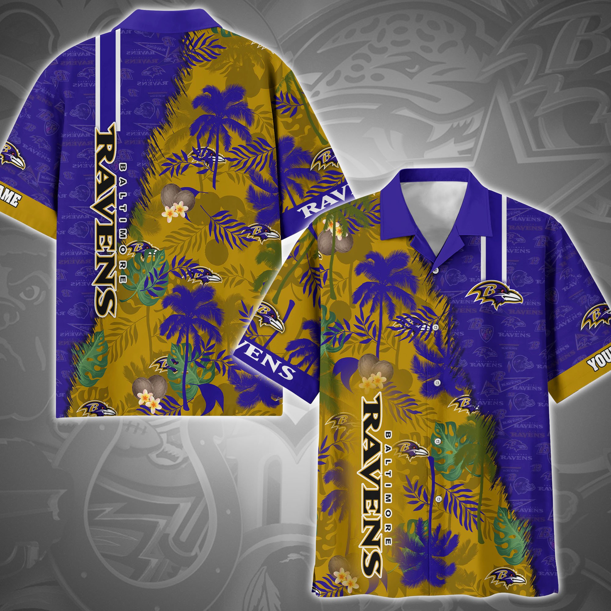 Baltimore Ravens Hawaii Shirt Custom Name, Sport Hawaii Shirt For Fan, Sport Gifts