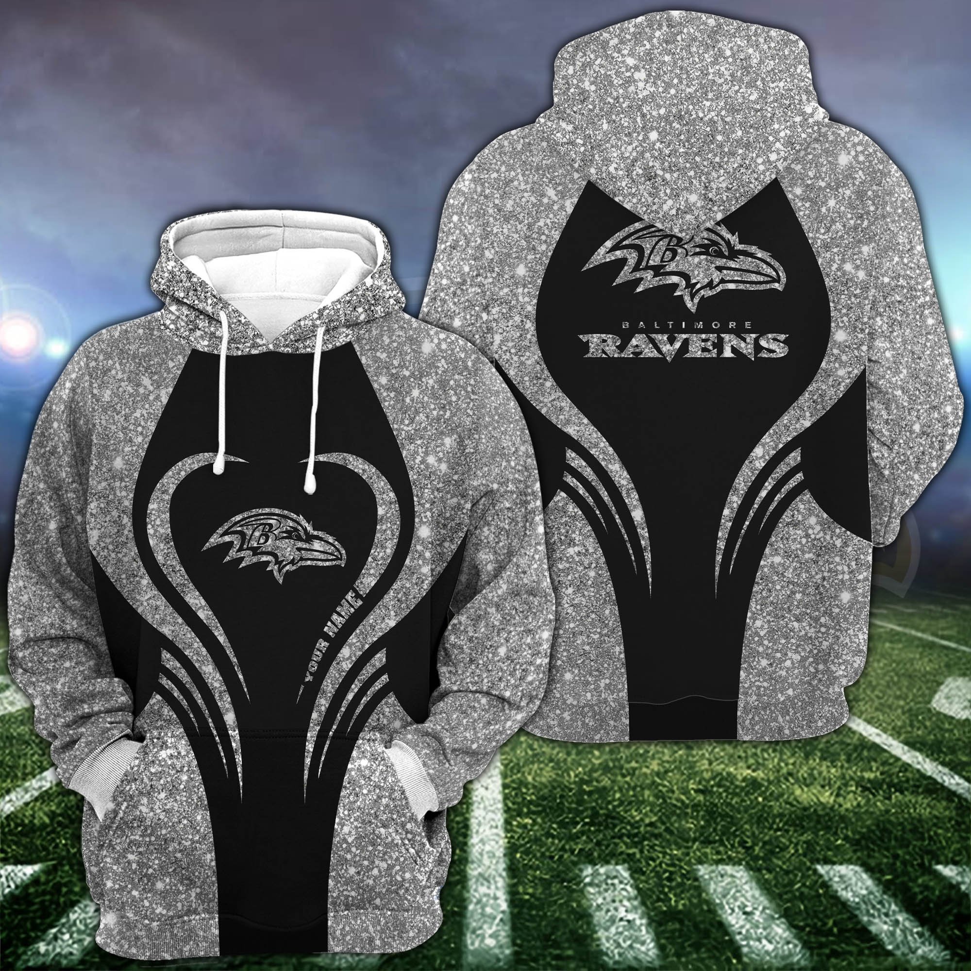 Baltimore Ravens Hoodie #038 Leggings Set For Women Custom Your Name, Leggings Sport, Football Fan Gift 
