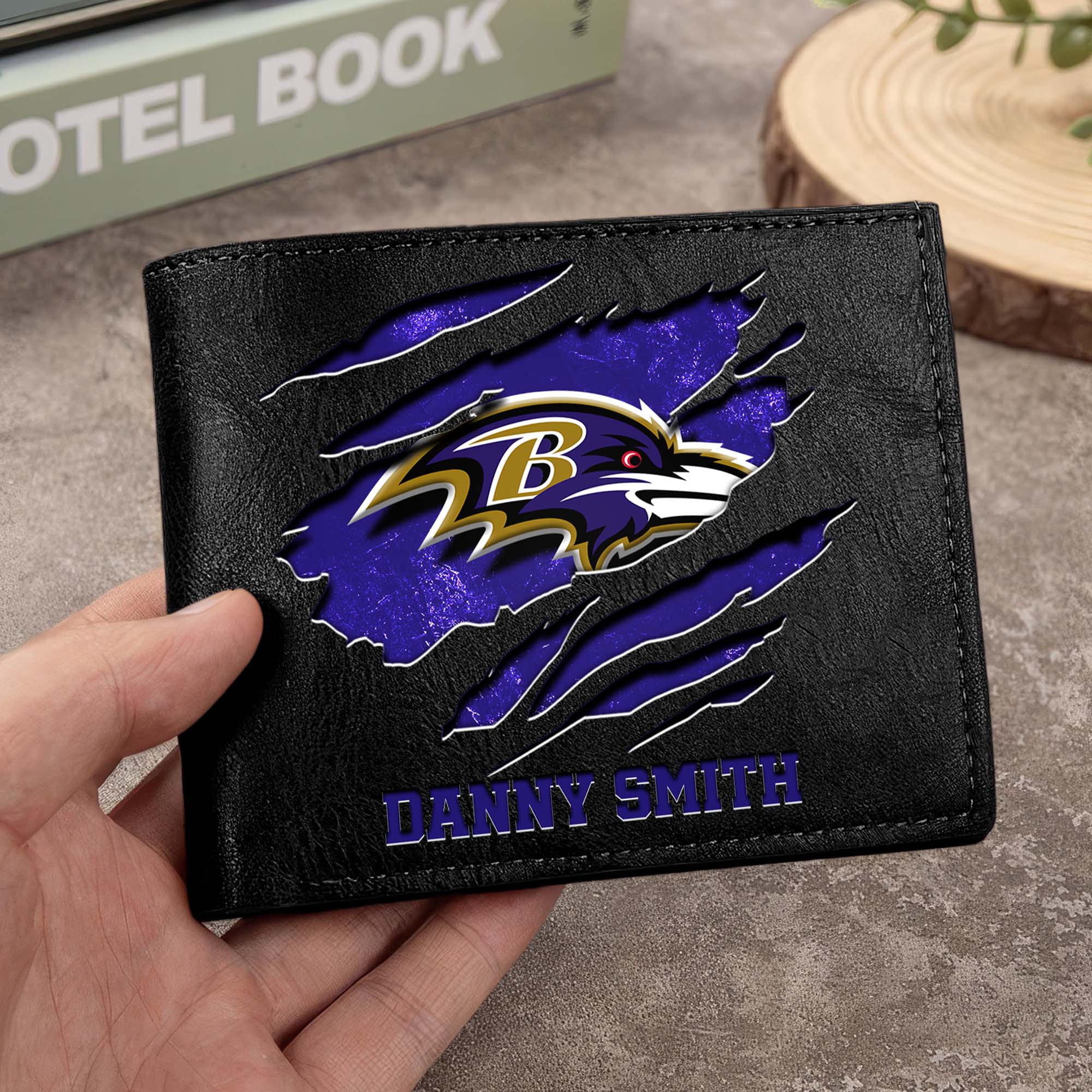 Baltimore Ravens Men Wallet Custom Your Name, Football Team Men Wallet For Fans, Gifts For Football Lovers