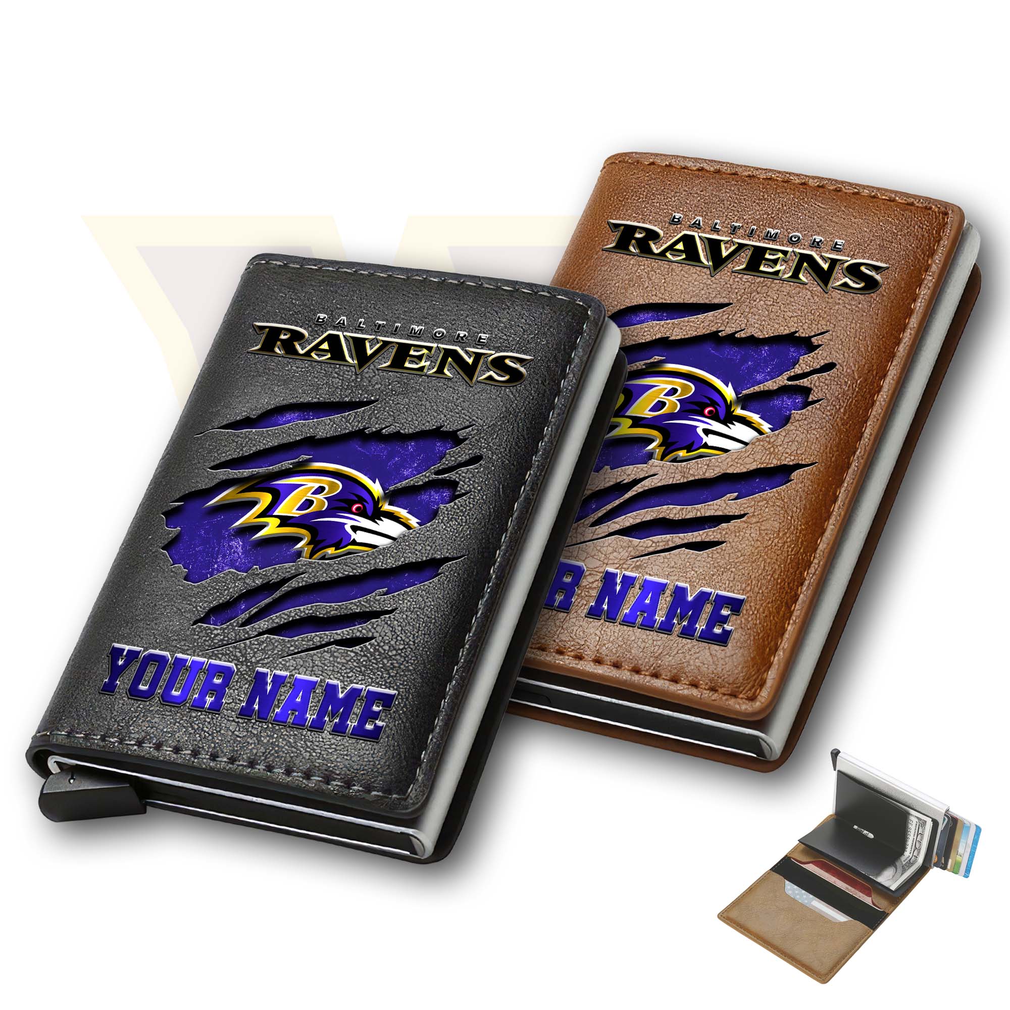 Baltimore Ravens Men Wallet Custom Your Name, Football Team Men Wallet For Fans, Gifts For Football Lovers