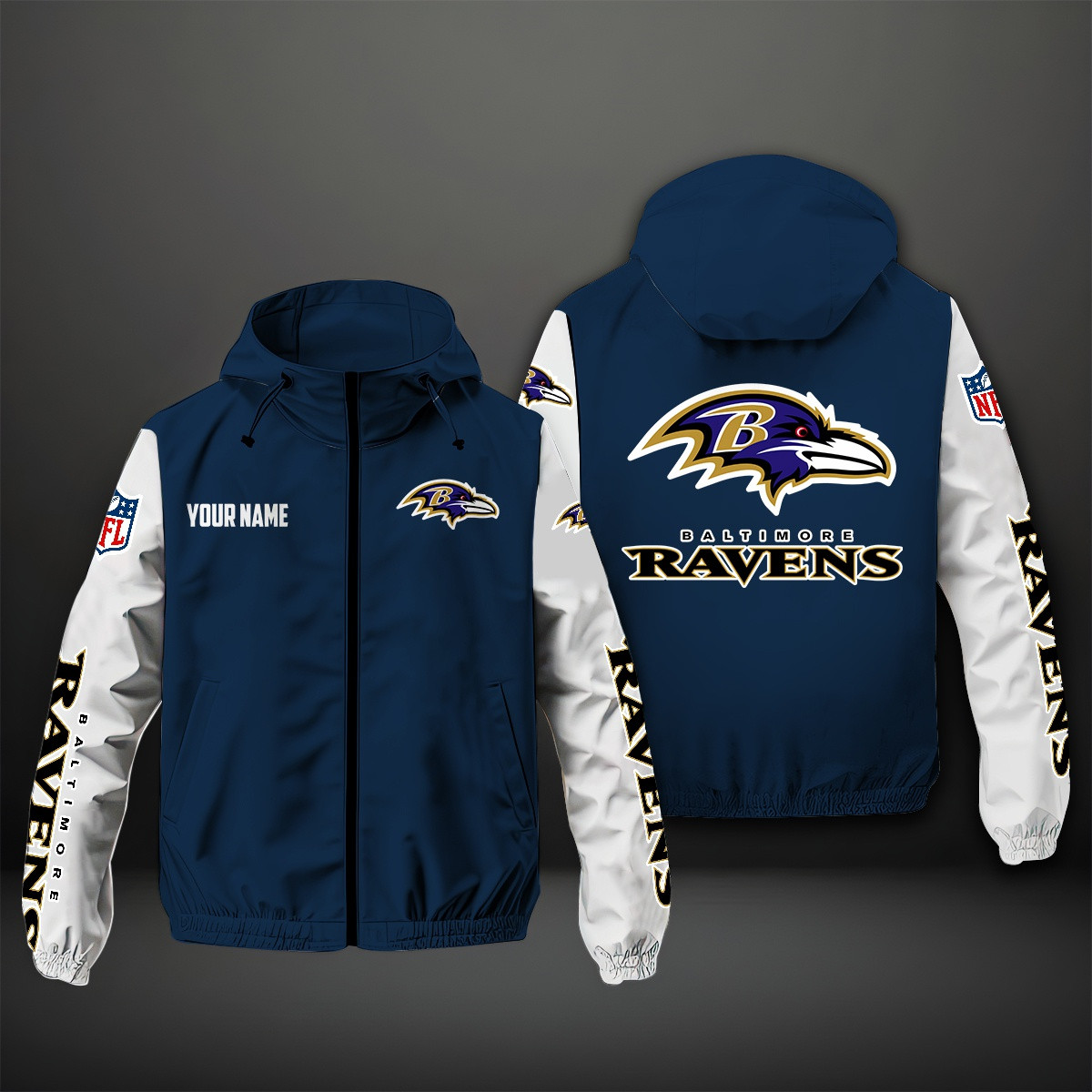 Baltimore Ravens NFL Personalized Windbreaker Jacket For Fan