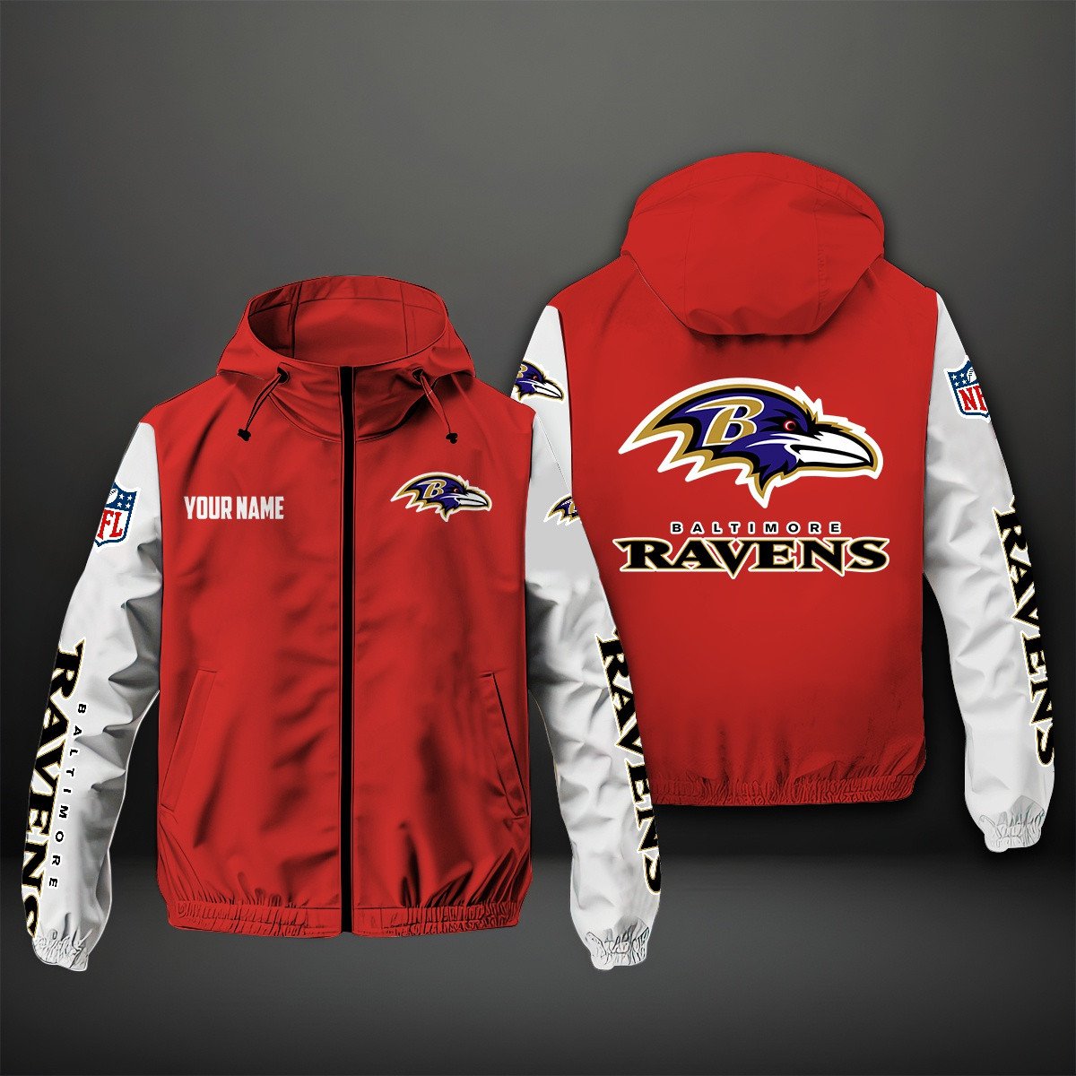 Baltimore Ravens NFL Personalized Windbreaker Jacket For Fan