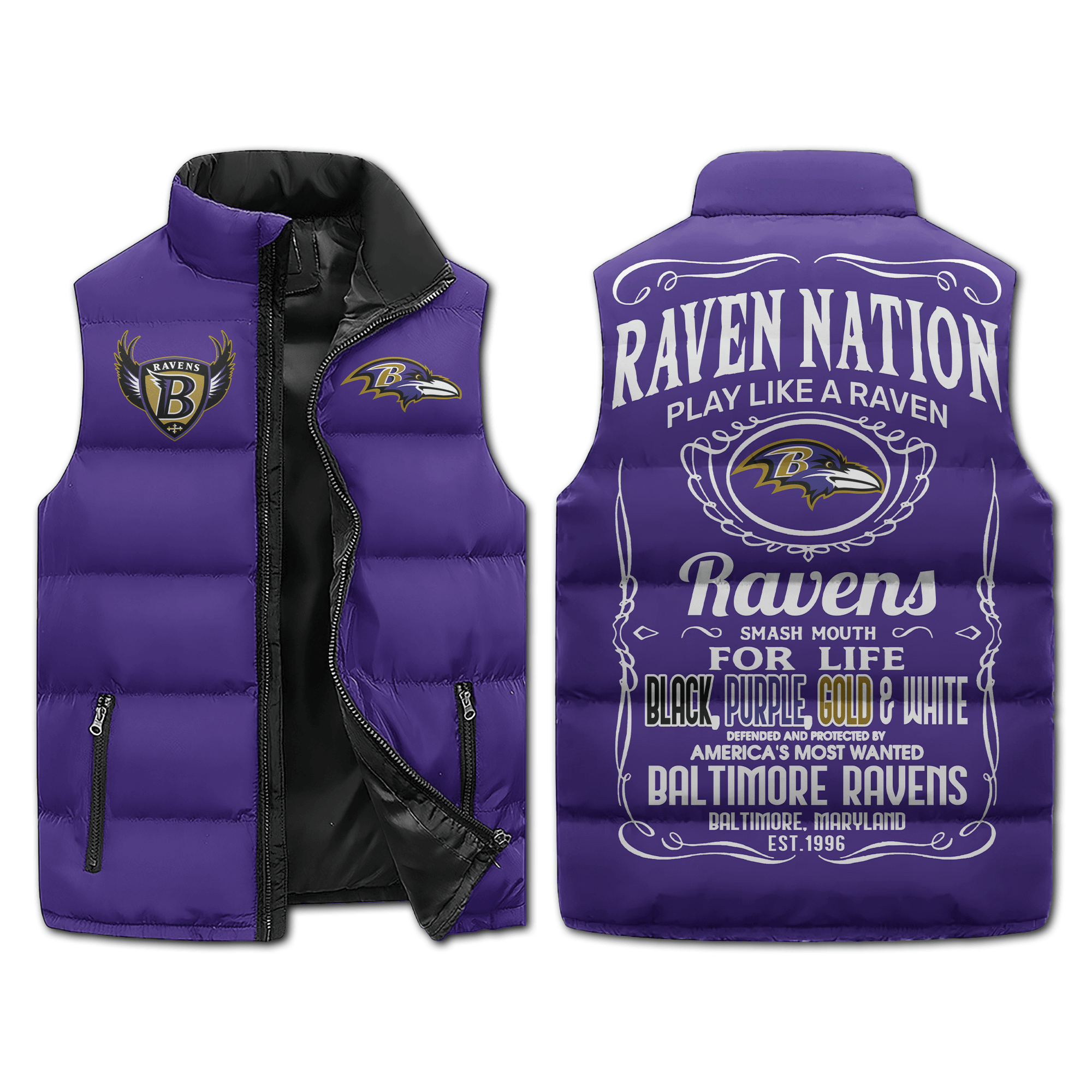Baltimore Ravens NFL Sleeveless Puffer Jacket
