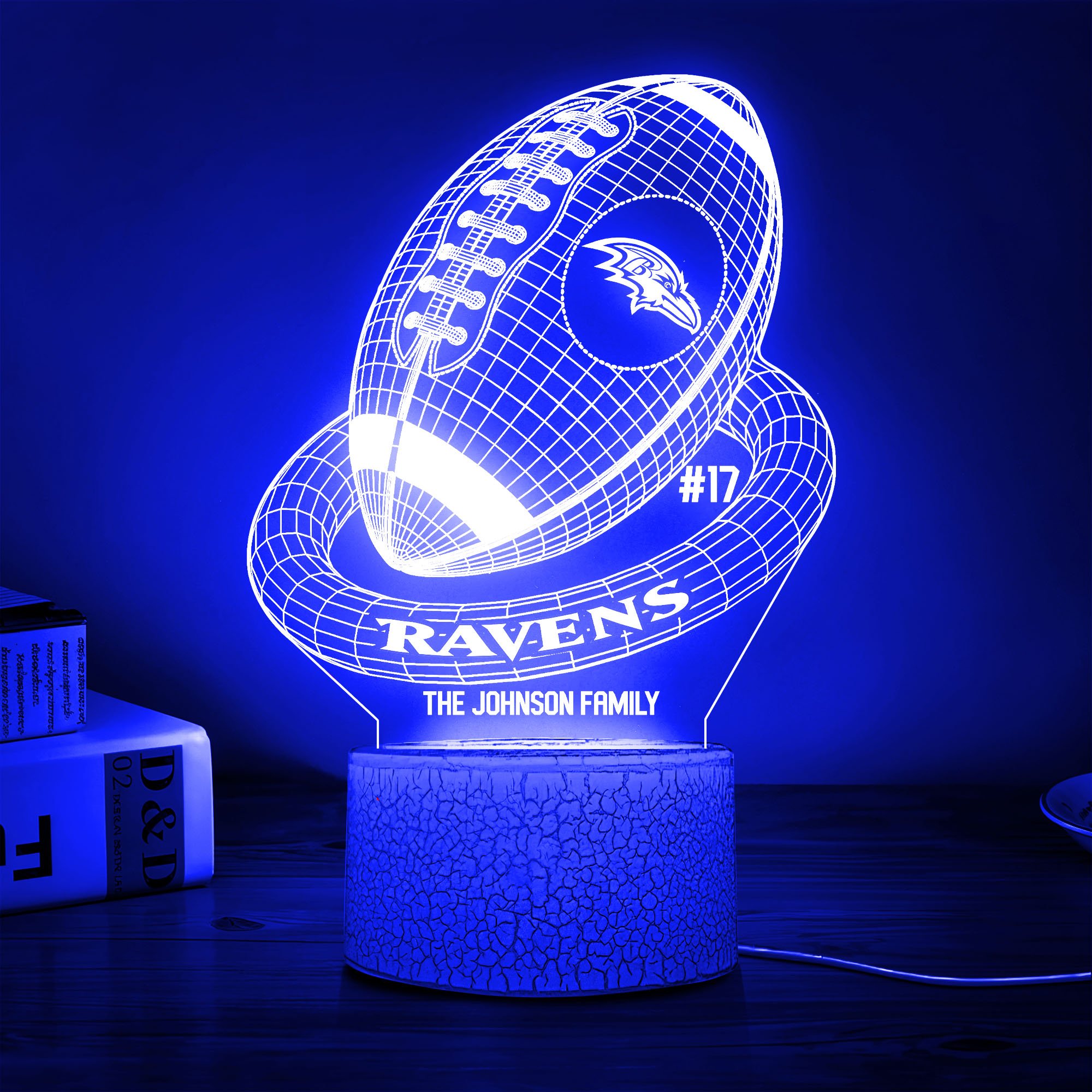Baltimore Ravens Sport Team 3D Led Lamps Custom Family Name And Number, Sport Gifts, Sport Home Decor 