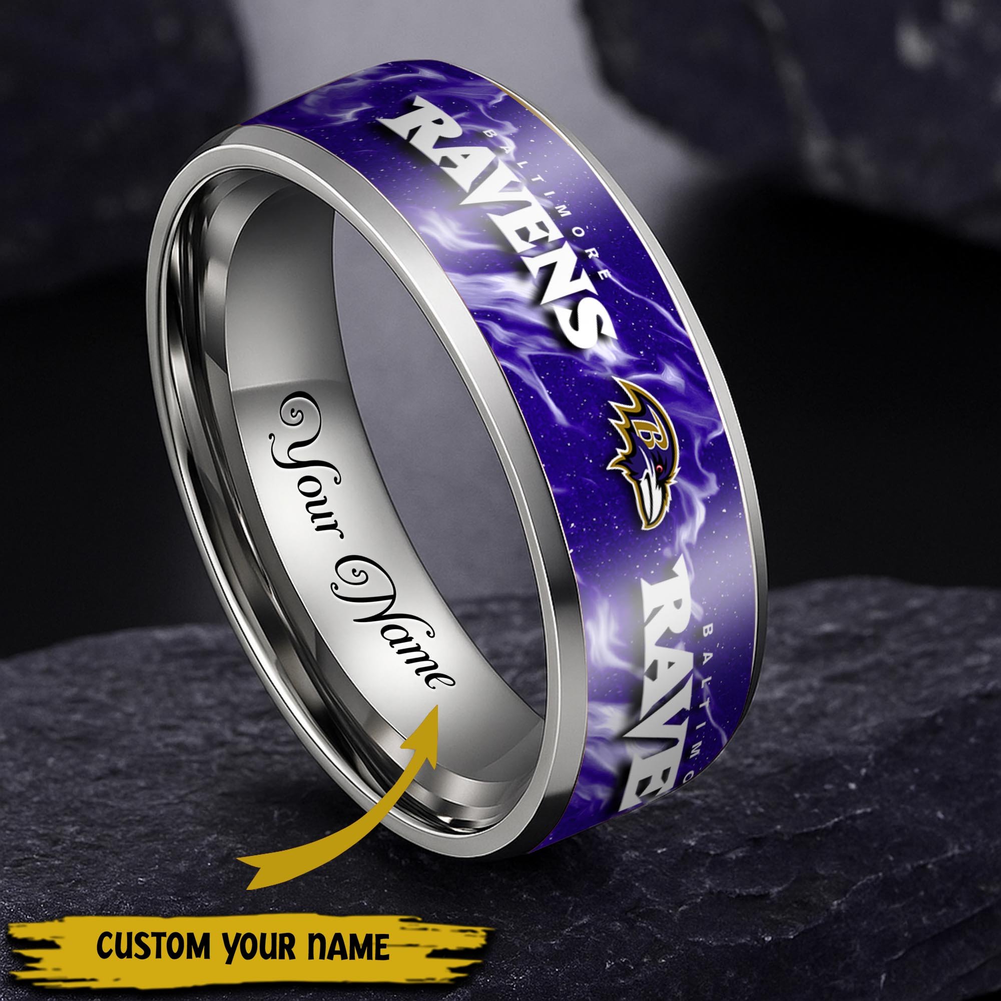 Baltimore Ravens Stainless Steel Rings Comes With Box 2025 Versions, Gifts For Fan