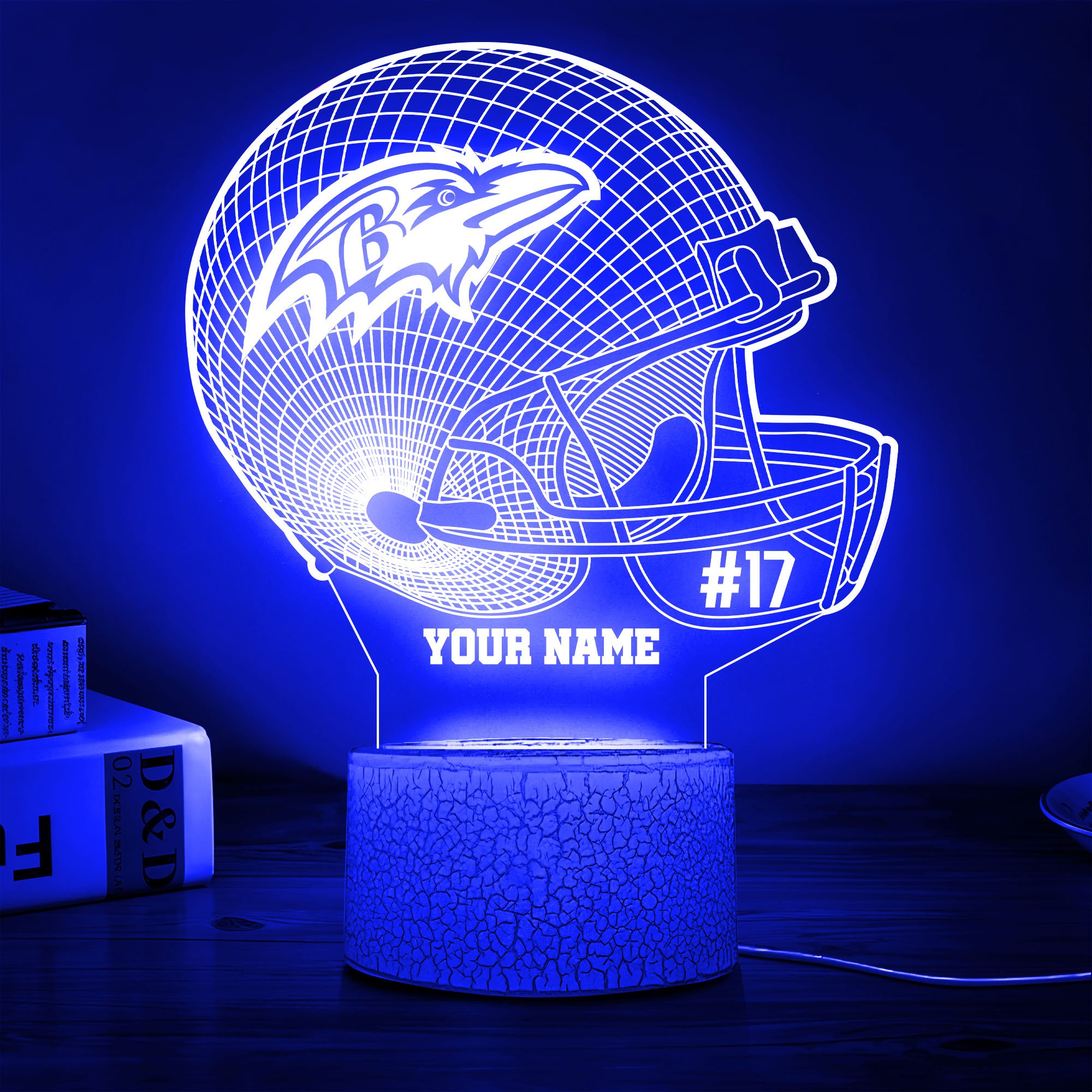 Baltimore Ravens Team 3D Led Lamp Custom Name And Year, Sport Lamp, Home Decor 