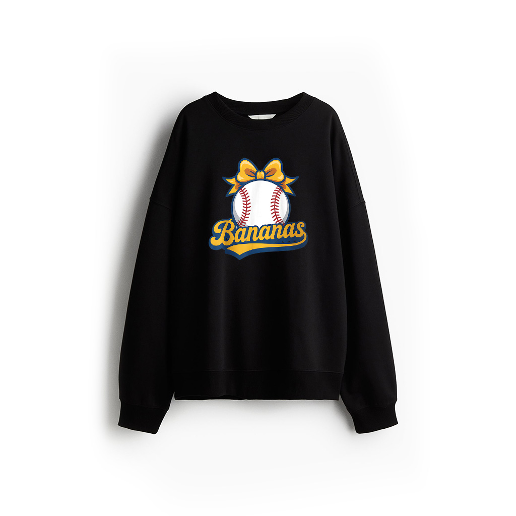 Bananas Lovers Coquette Bow Graphic Art Sweatshirt 26-06-2025