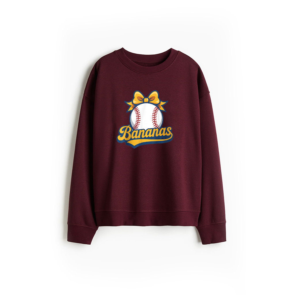 Bananas Lovers Coquette Bow Graphic Art Sweatshirt 26-06-2025
