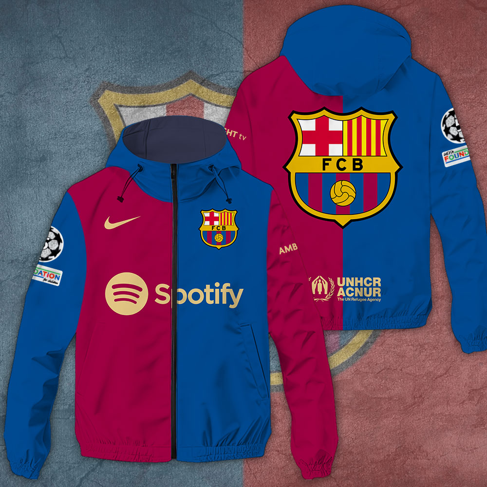 Barcelona Laliga Style Windbreaker Jacket For Fans