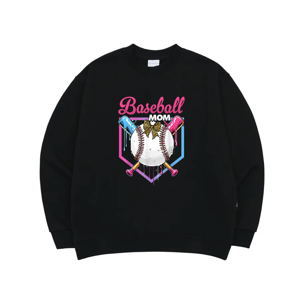 Baseball Drip Mom Cute Bow Baseball Women Mother's Day Sweatshirt