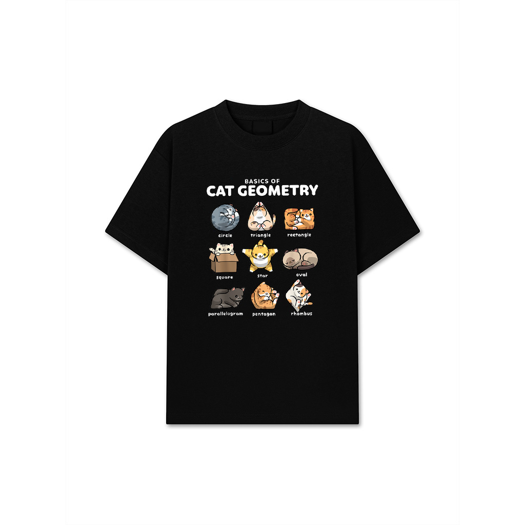 Basics Of Cat Geometry Funny Cat Shapes Design T-Shirt