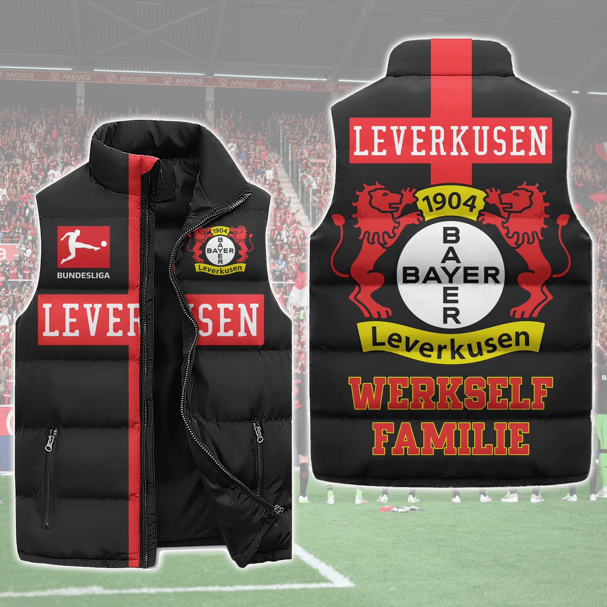 Bayer 04 Leverkusen Bundesliga Style Sleeveless Puffer Jacket