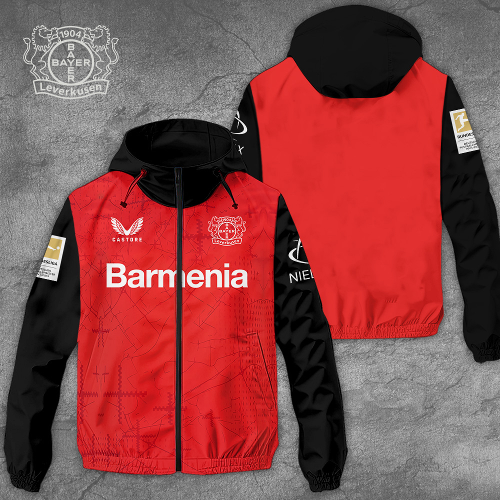 Bayer Leverkusen Bundesliga Style Windbreaker Jacket For Fans