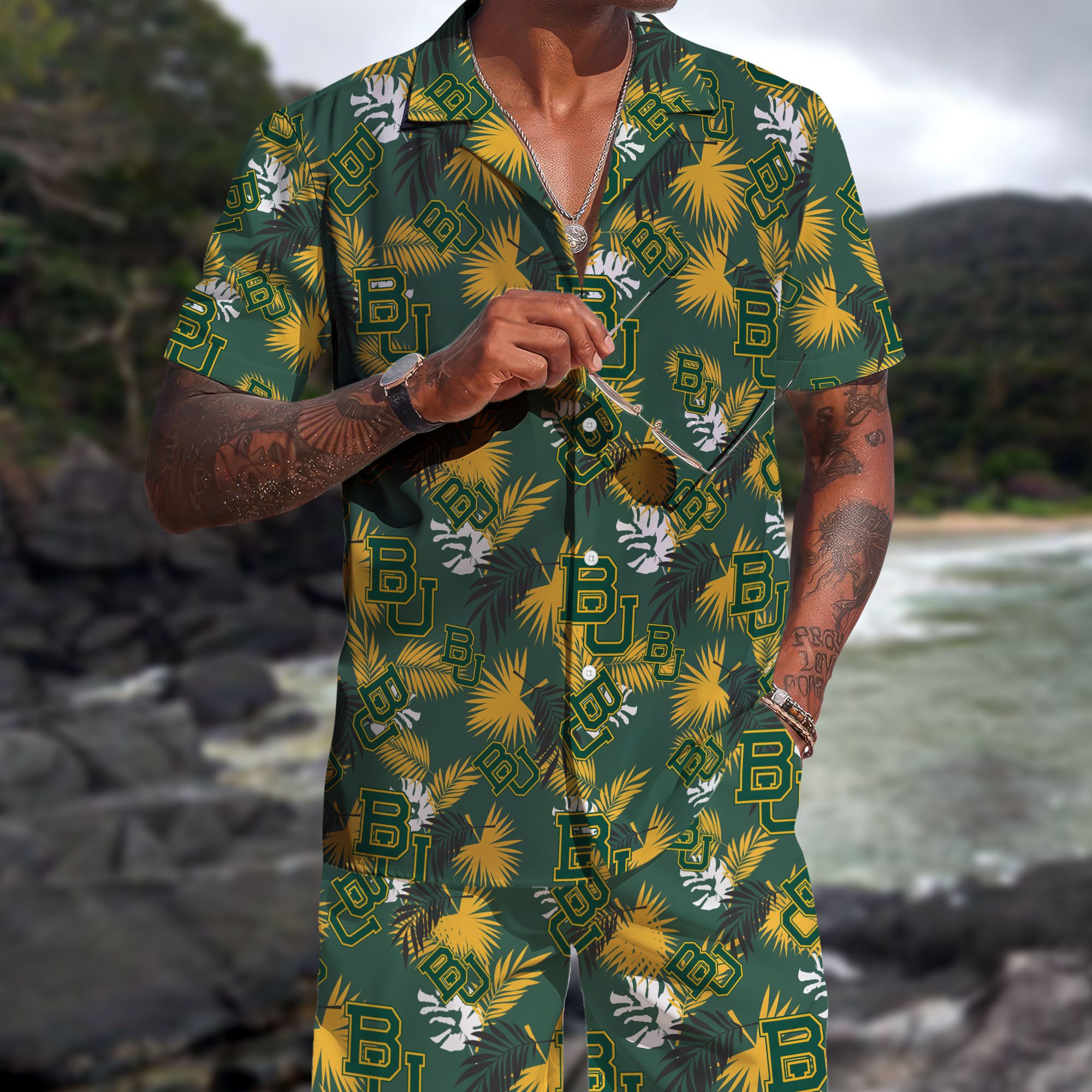 Baylor Bears Hawaiian Shorts Set 2025 Version, Hawaiian Shirts, Sports Shorts, Gifts For Fan