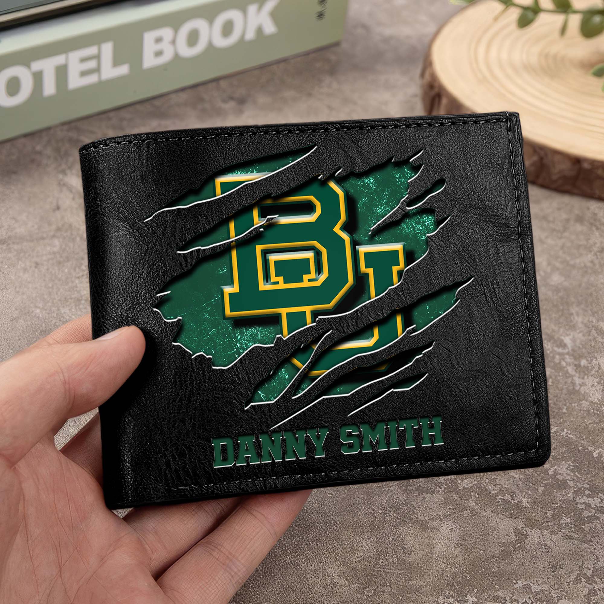 Baylor Bears Men Wallet Custom Your Name, Football Team Men Wallet For Fans, Gifts For Football Lovers