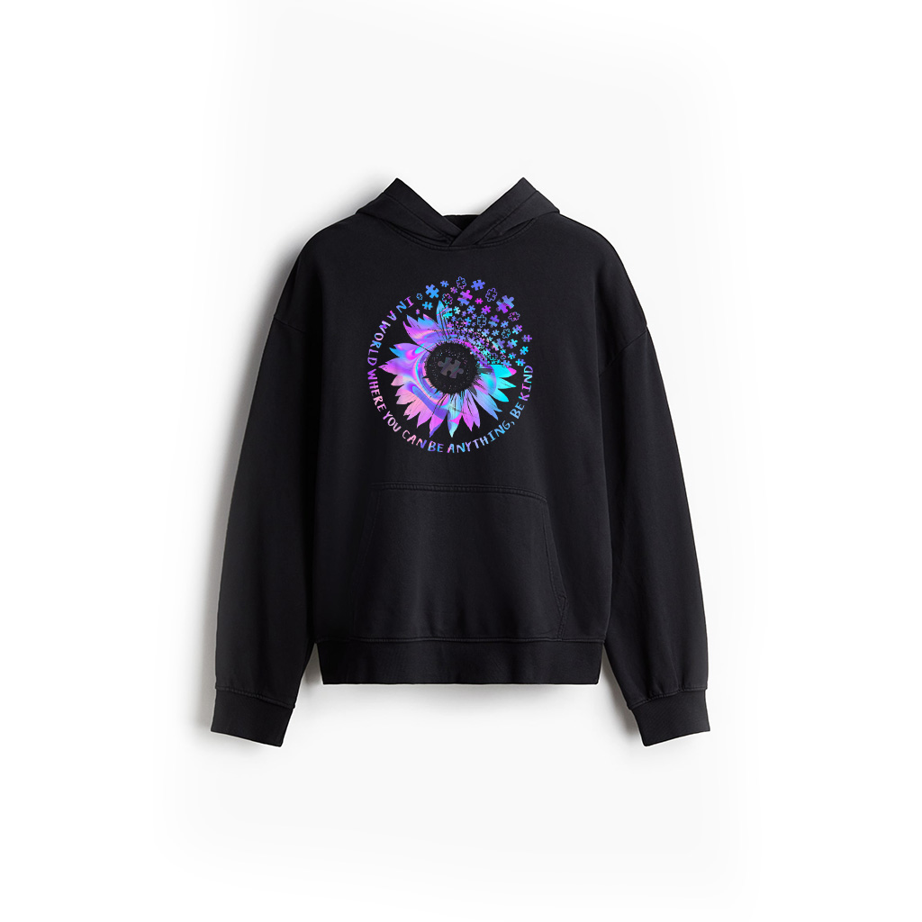 Be Kind Autism Awareness Kindness Sunflower Tie Dye Puzzle Hoodie