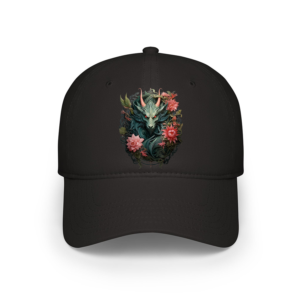 Beautiful Jade Dragon Floral Art Noveau Cap