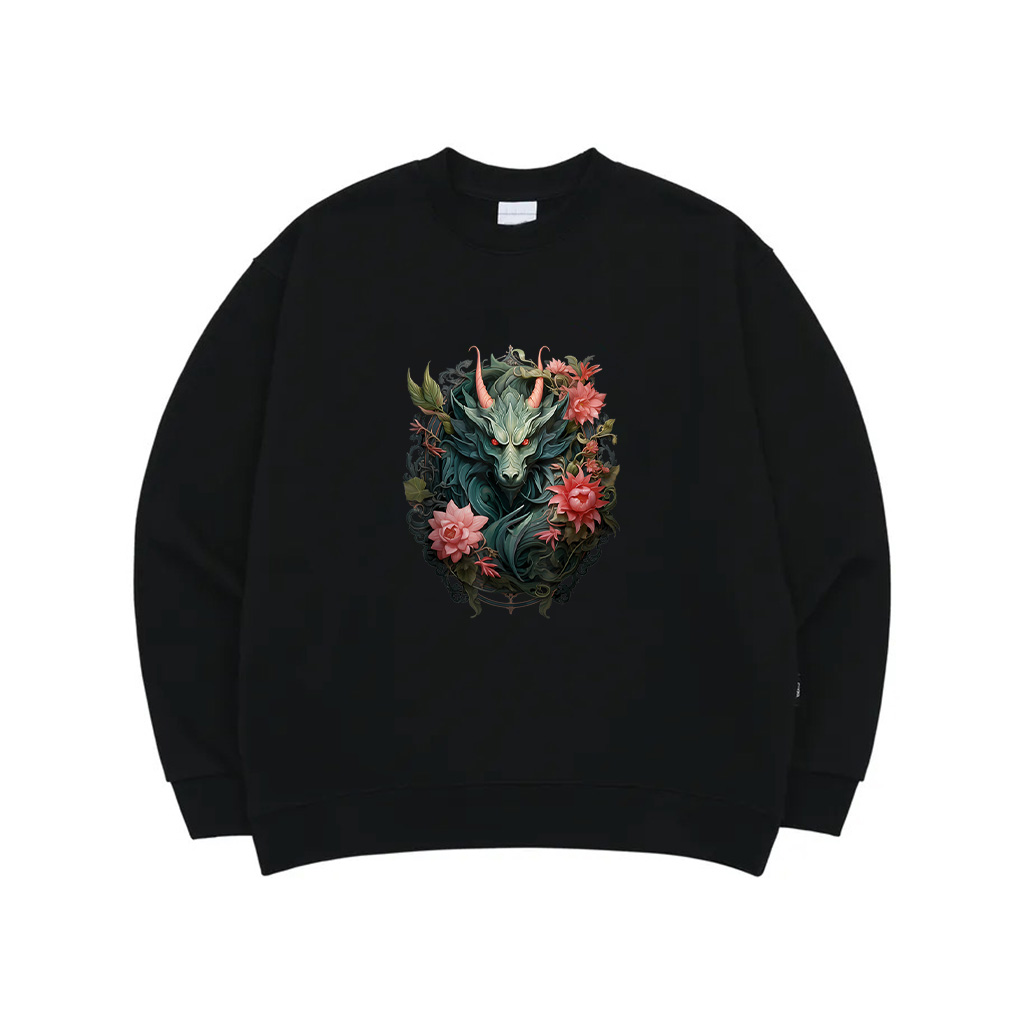 Beautiful Jade Dragon Floral Art Noveau Sweatshirt
