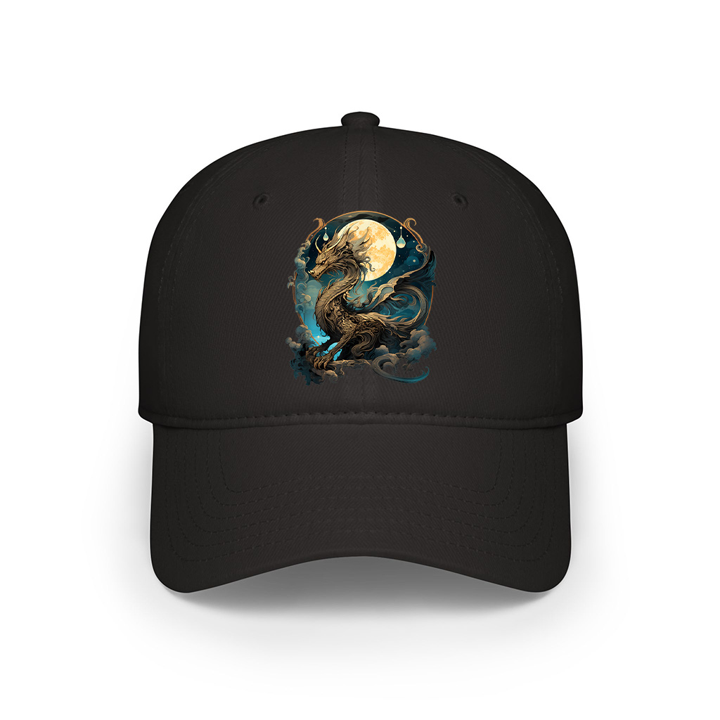 Beautiful Lunar Gold Dragon Floral Art Noveau Cap