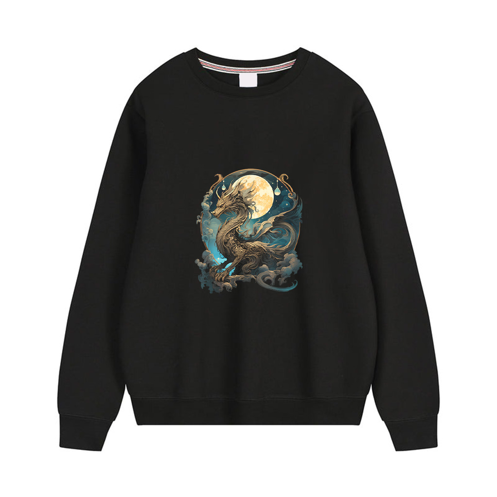 Beautiful Lunar Gold Dragon Floral Art Noveau Sweatshirts