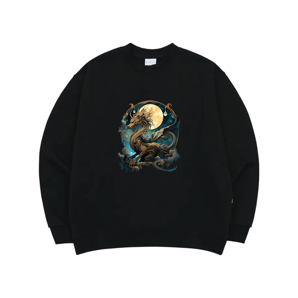 Beautiful Lunar Gold Dragon Floral Art Noveau Sweatshirt