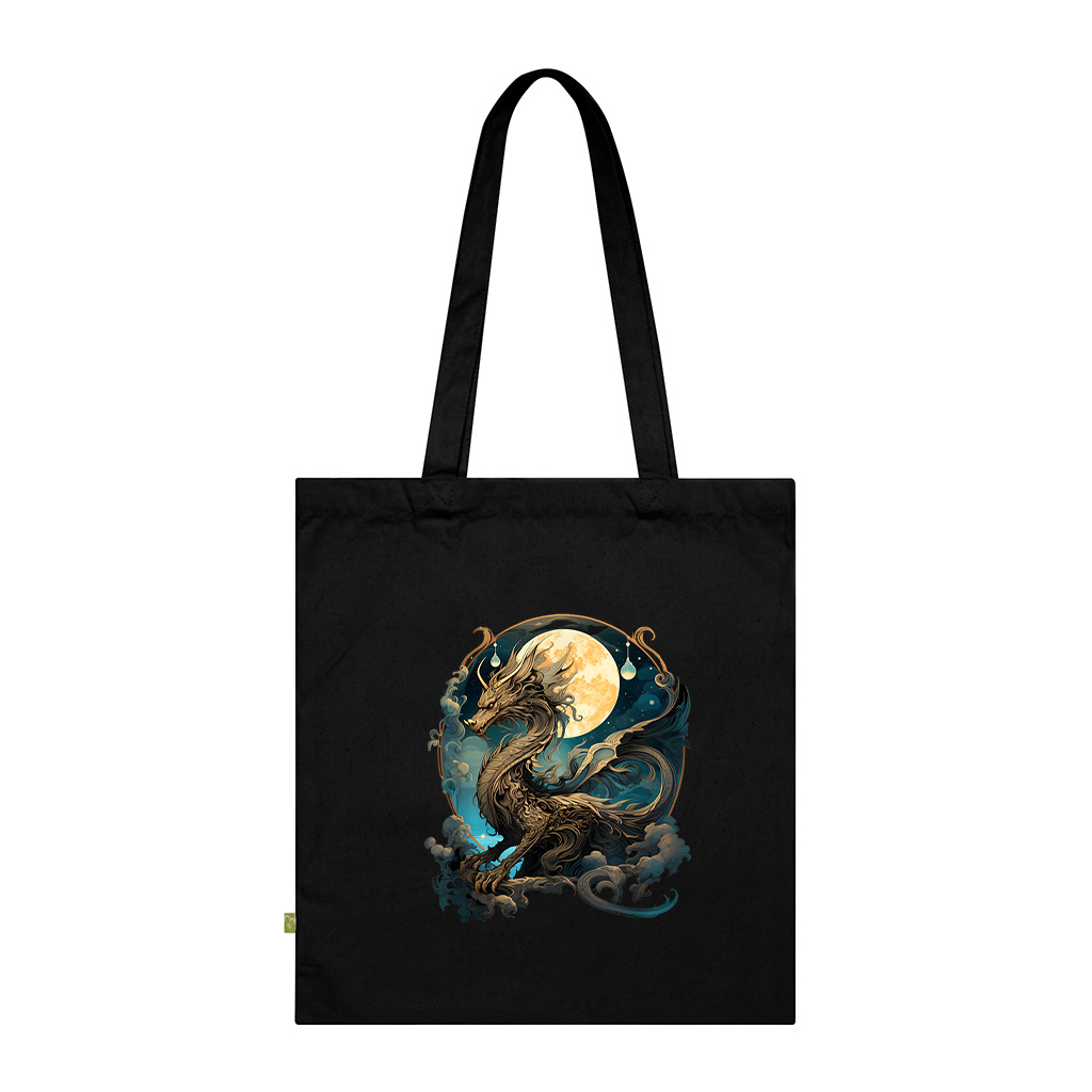 Beautiful Lunar Gold Dragon Floral Art Noveau Tote Bag