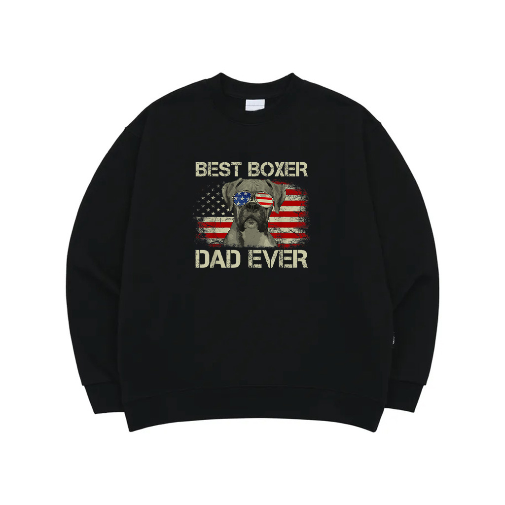 Best Boxer Dad Ever Tshirt Dog Lover American Flag Gift Men Sweatshirt