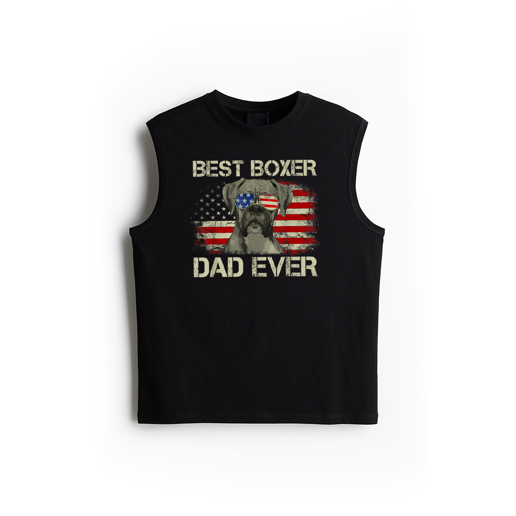 Best Boxer Dad Ever Tshirt Dog Lover American Flag Gift Men Tank Top
